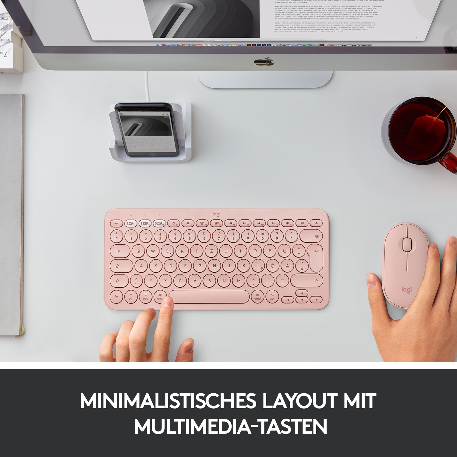 Logitech K380 für Mac Kabellose Tastatur Rose