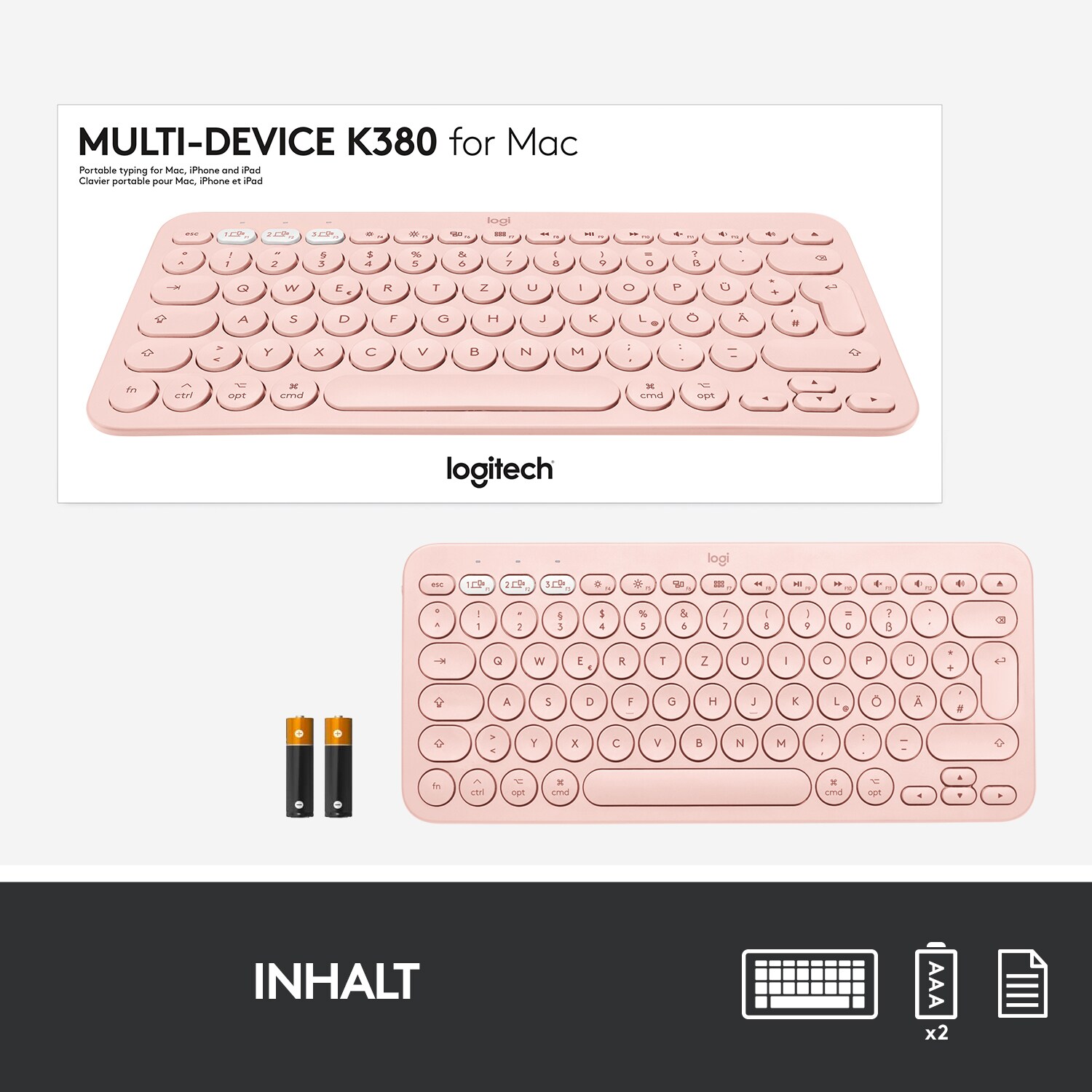 Logitech K380 für Mac Kabellose Tastatur Rose