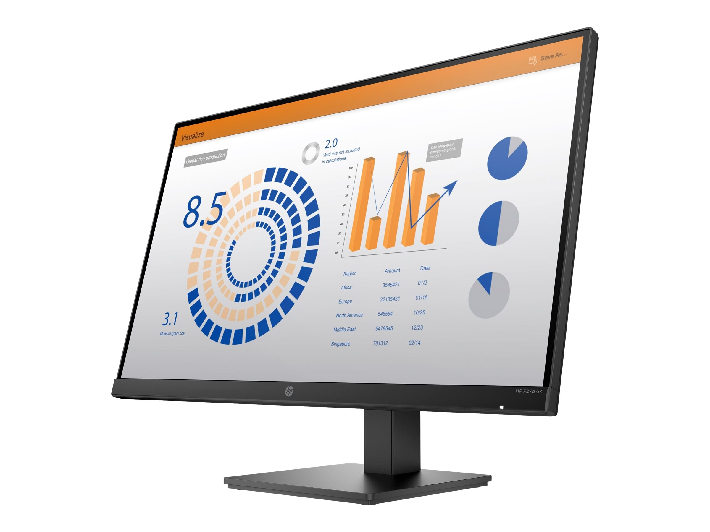 HP P27q G4 68,6cm (27") WQHD Office IPS Monitor 16:9 VGA/HDMI Pivot HV