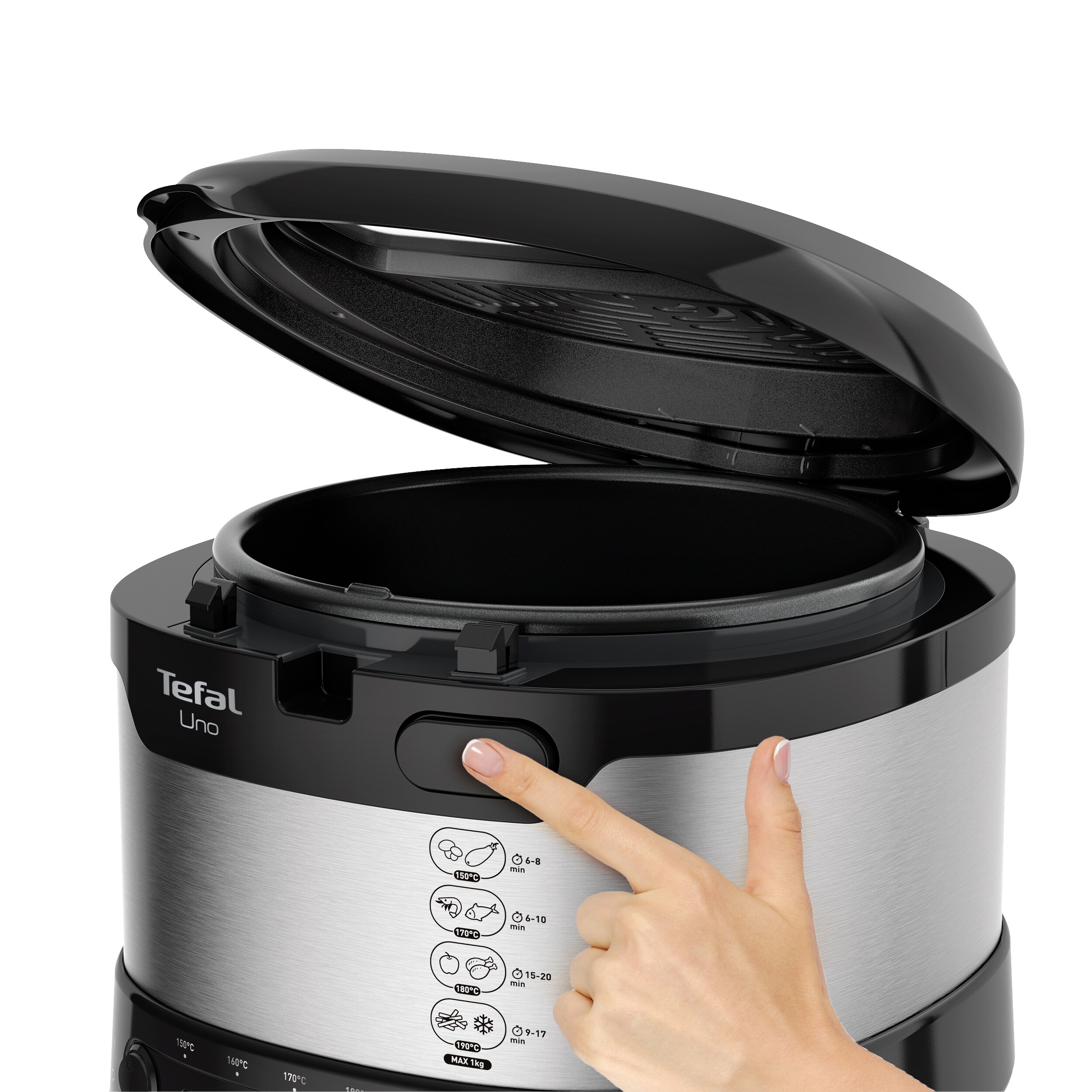 Tefal FF215D Fritteuse UNO M 1.600W, 1kg Edelstahl/schwarz