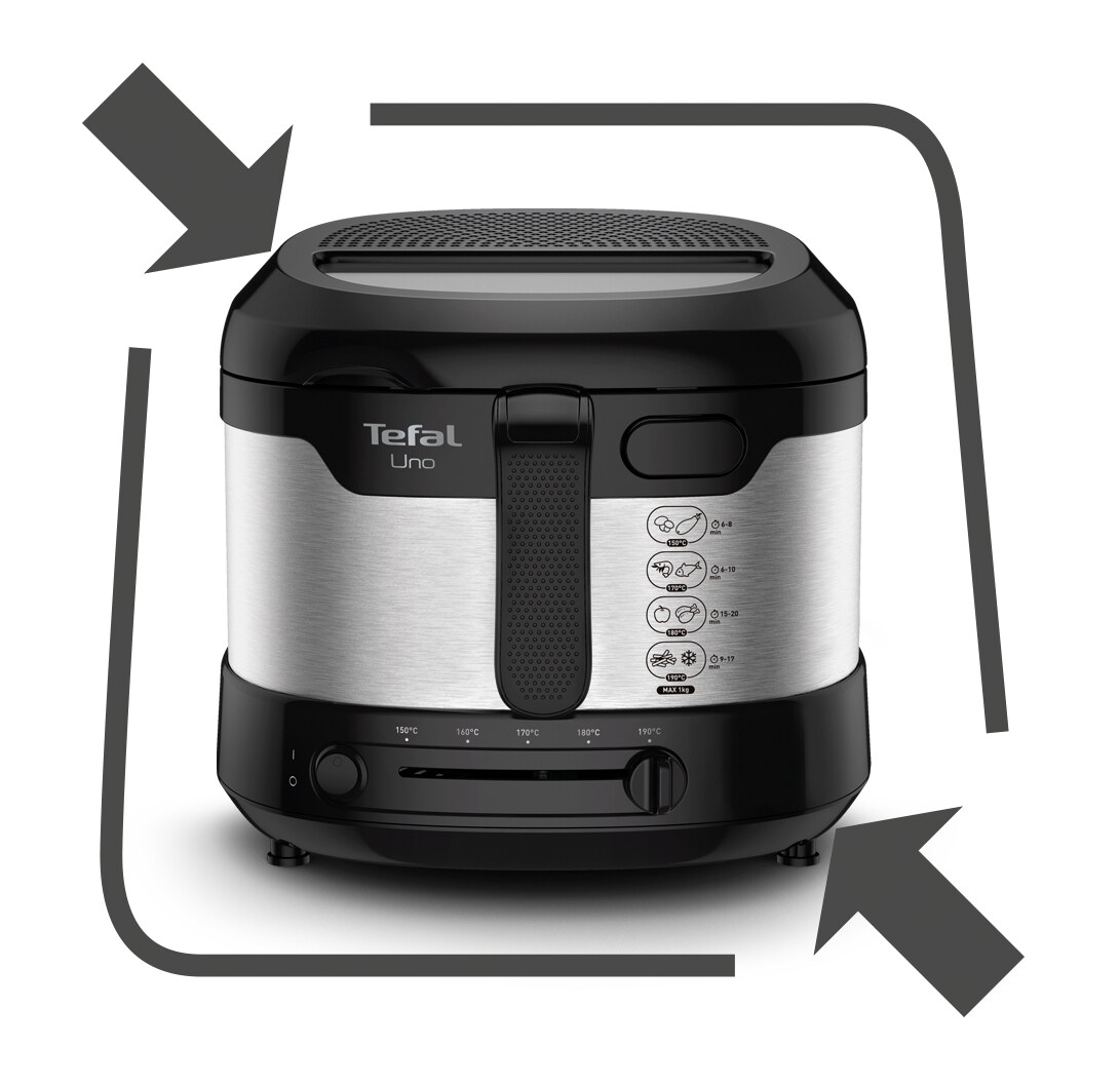 Tefal FF215D Fritteuse UNO M 1.600W, 1kg Edelstahl/schwarz