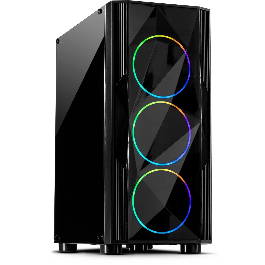 Inter-Tech A-3401 Chevron Midi Tower ATX RGB Gaming Gehäuse mit Seitenfenster