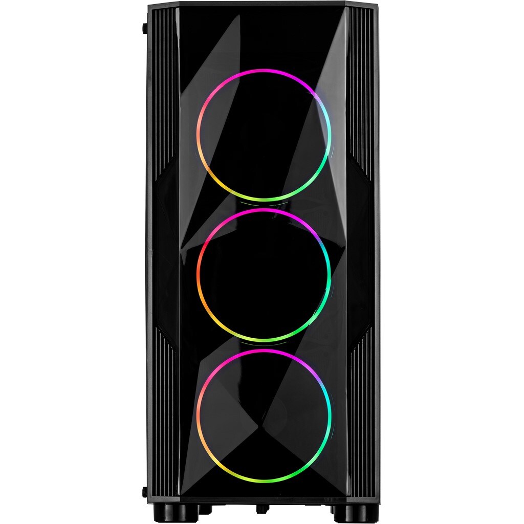 Inter-Tech A-3401 Chevron Midi Tower ATX RGB Gaming Gehäuse mit Seitenfenster