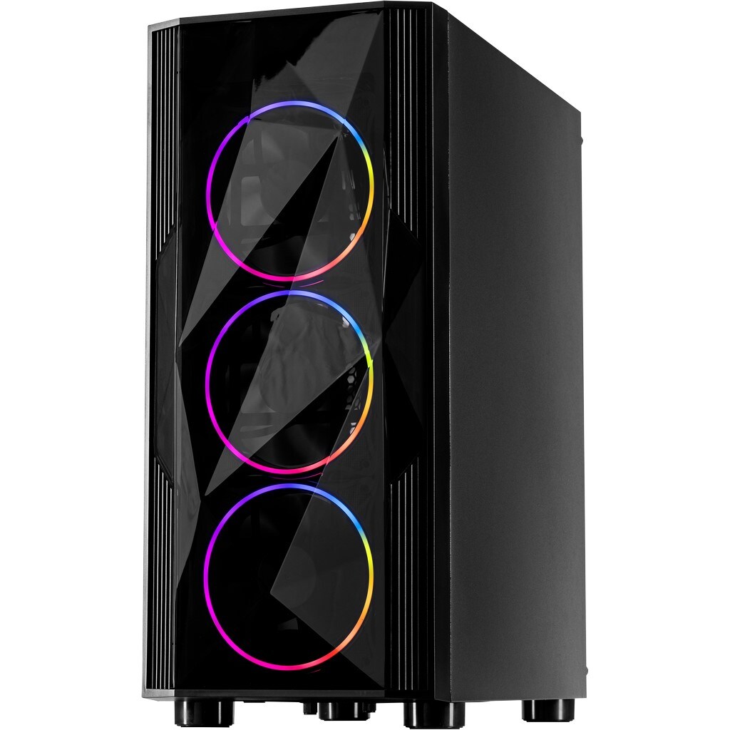 Inter-Tech A-3401 Chevron Midi Tower ATX RGB Gaming Gehäuse mit Seitenfenster