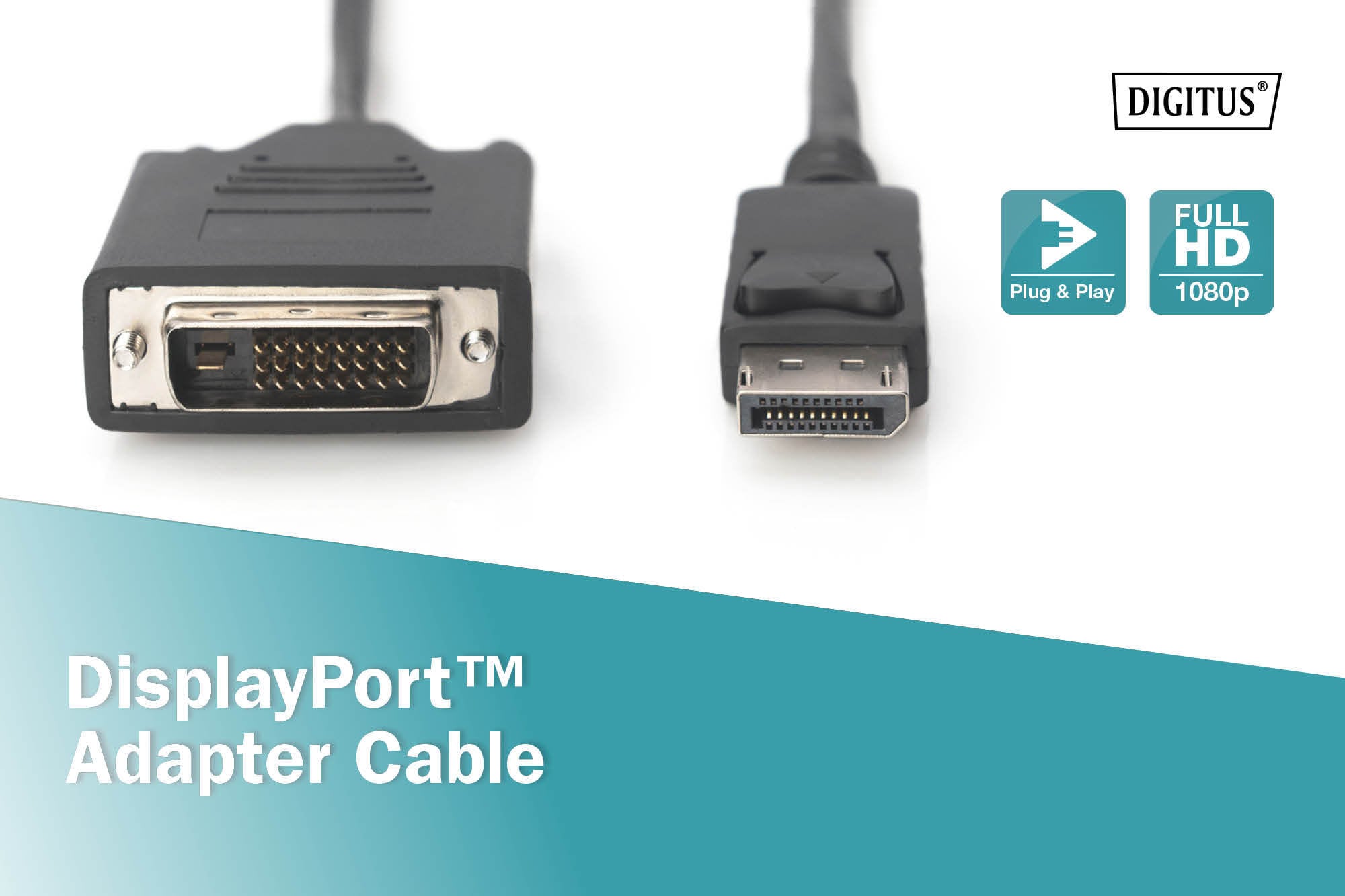 DIGITUS DisplayPort Adapterkabel, DisplayPort -DVI-D, 3,0m, schwarz