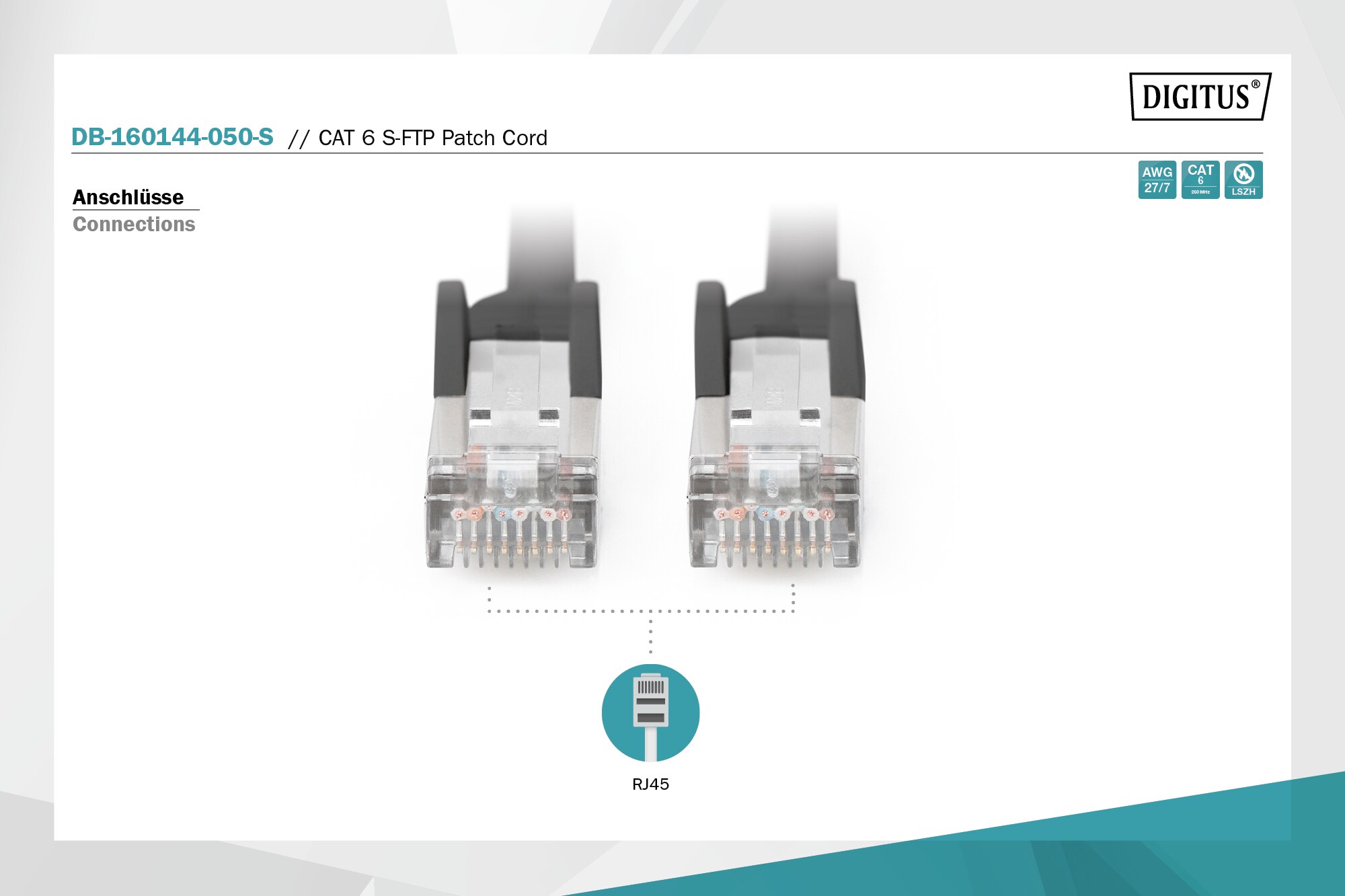 DIGITUS LAN-Kabel, CAT6 S/FTP Patchkabel 5,0m, schwarz