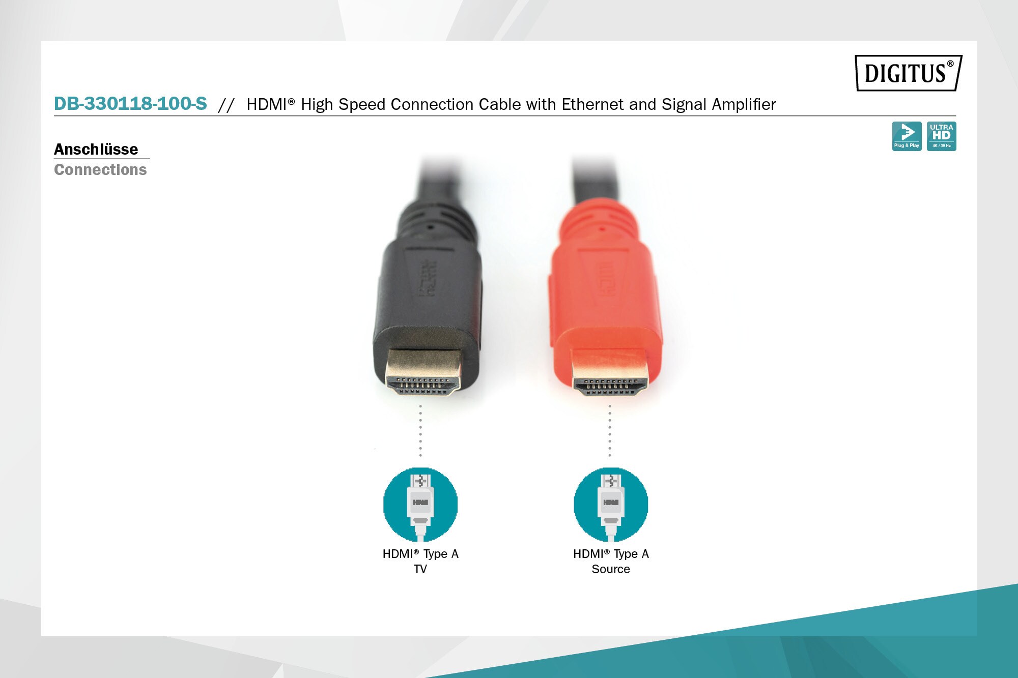 DIGITUS HDMI High Speed mit Ethernet Anschlusskabel 10m