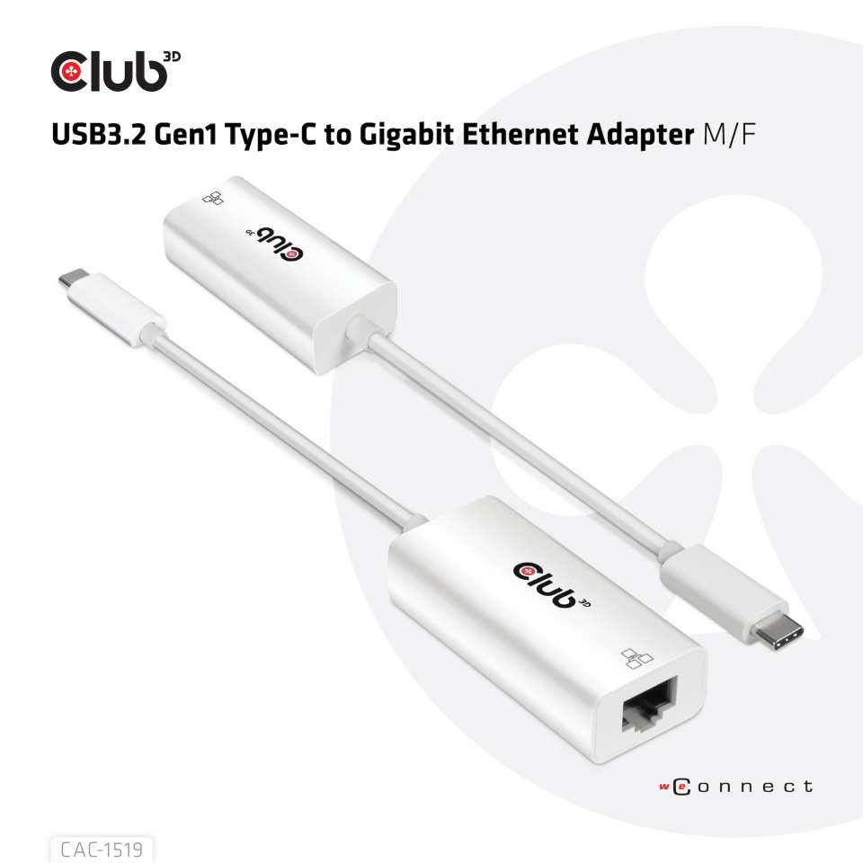 Club 3D USB 3.2 Gen2 Typ-C auf Gigabit Ethernet LAN Adapter 0,2m schwarz ++  Cyberport