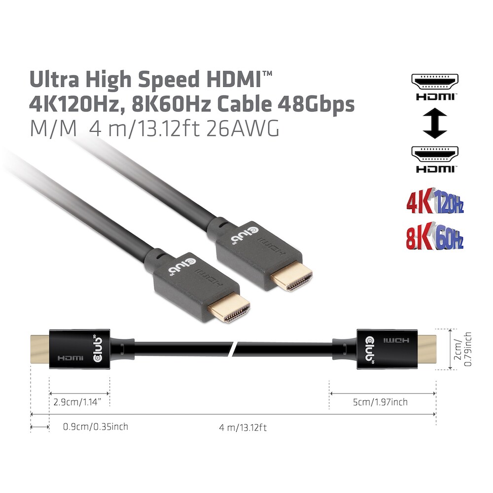 Club 3D High Speed HDMI Kabel 4K120Hz 8K/60Hz St./St. 4m