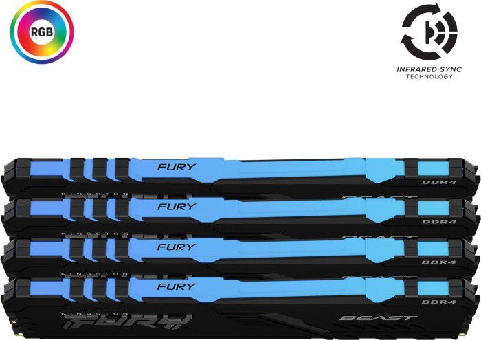 32GB (4x8GB) KINGSTON FURY Beast RGB DDR4-2666 CL16 RAM Gaming Arbeitsspeicher