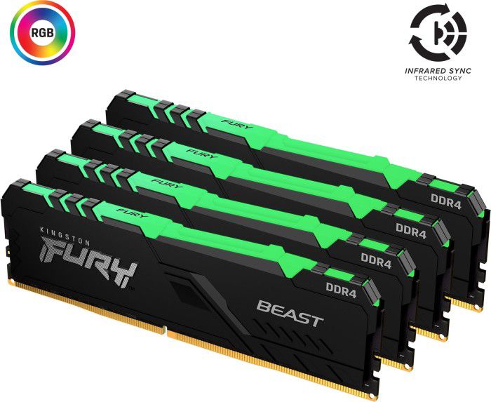 32GB (4x8GB) KINGSTON FURY Beast RGB DDR4-2666 CL16 RAM Gaming Arbeitsspeicher