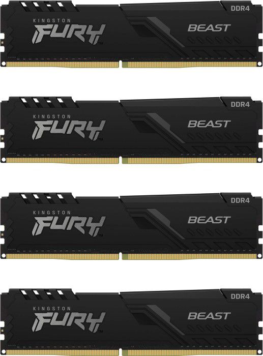 16GB (4x16GB) KINGSTON FURY Beast DDR4-2666 CL16 RAM Gaming Arbeitsspeicher