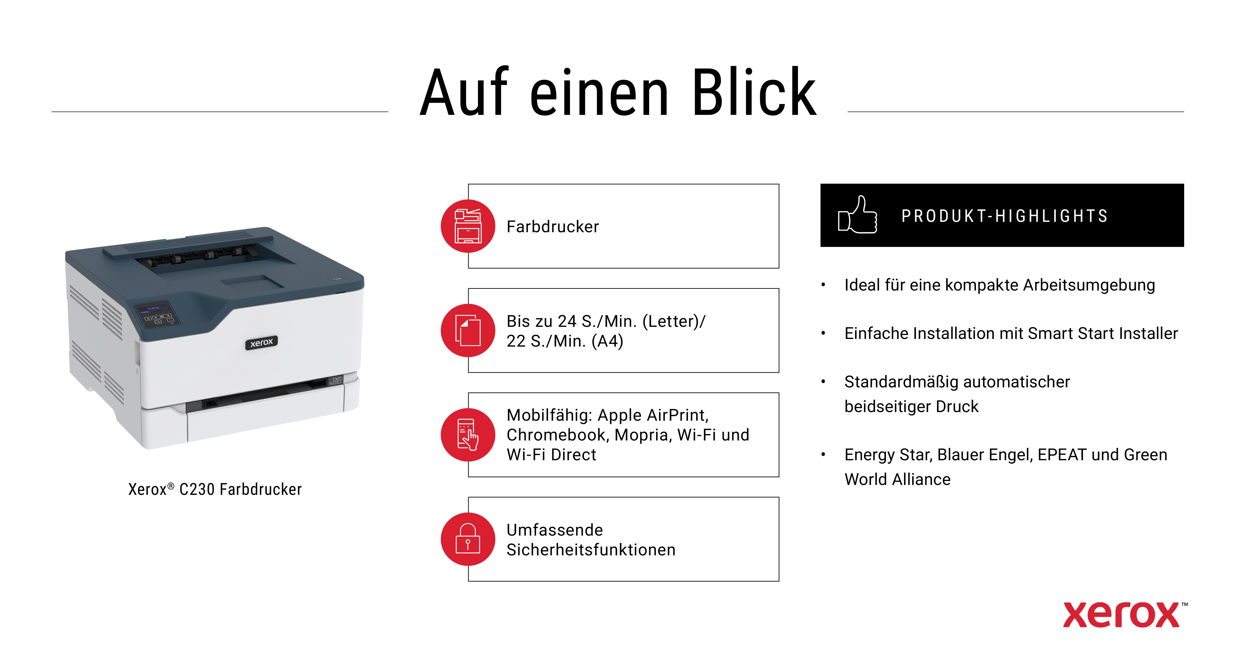 Xerox C230 Farblaserdrucker USB LAN WLAN