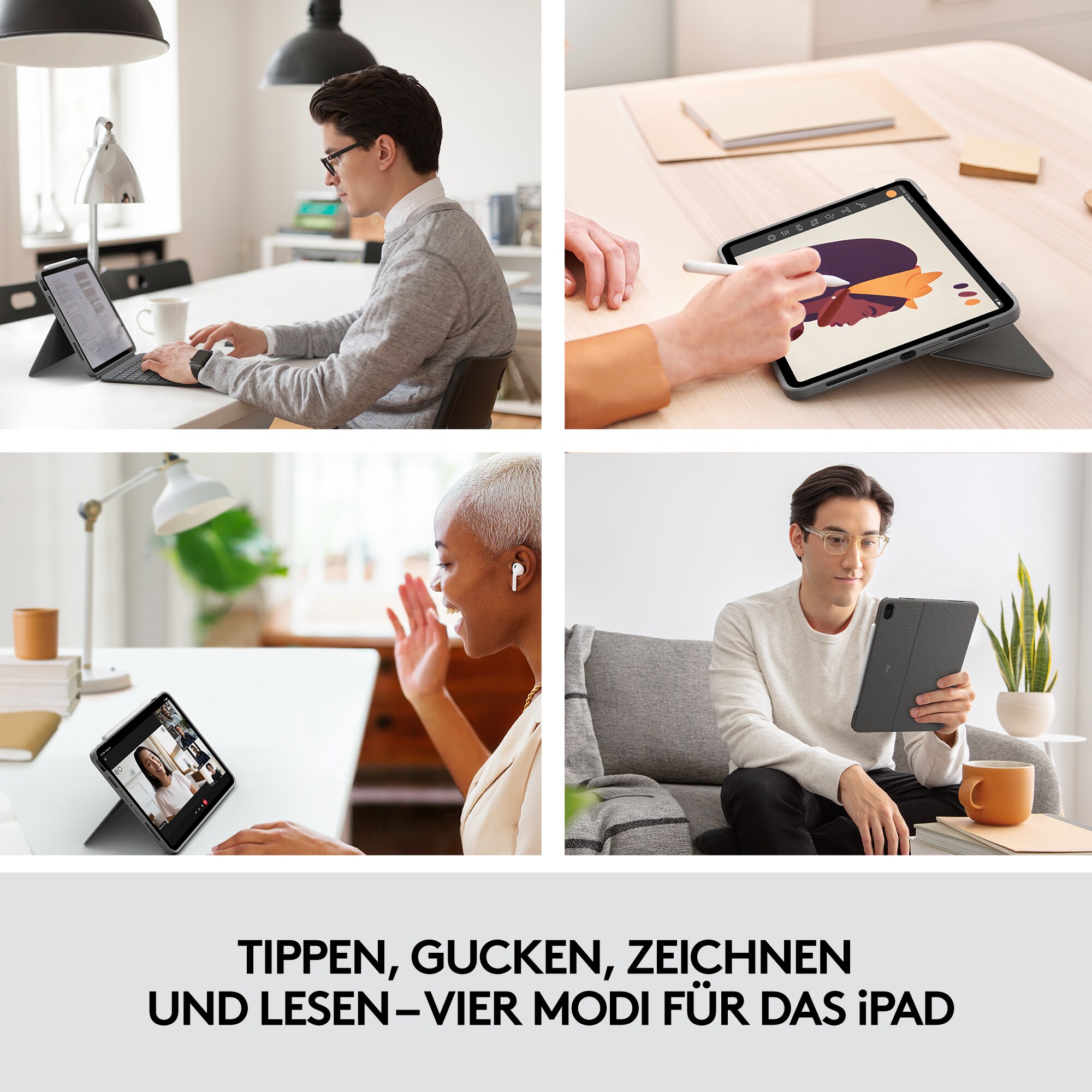 Logitech Combo Touch Tastaturcase Trackpad für iPad Air (4.Gen) Grau