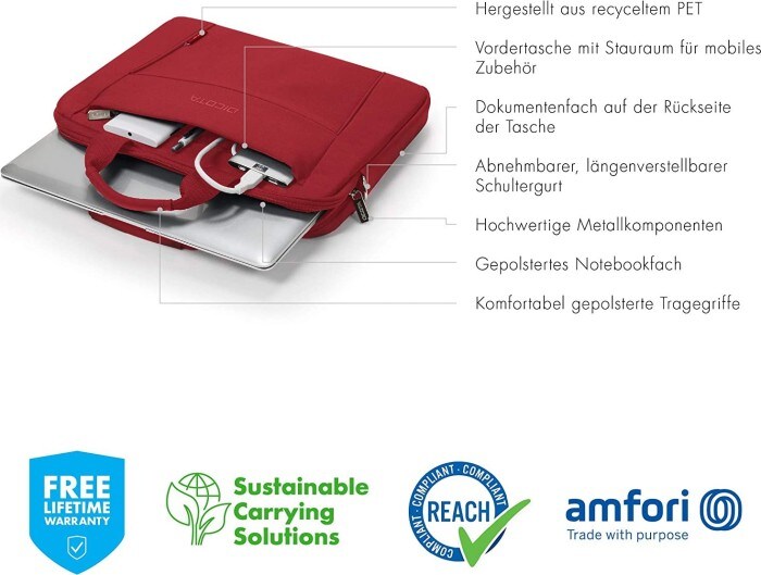 Dicota Slim Eco Base Notebooktasche 35,8cm (13"-14,1") rot