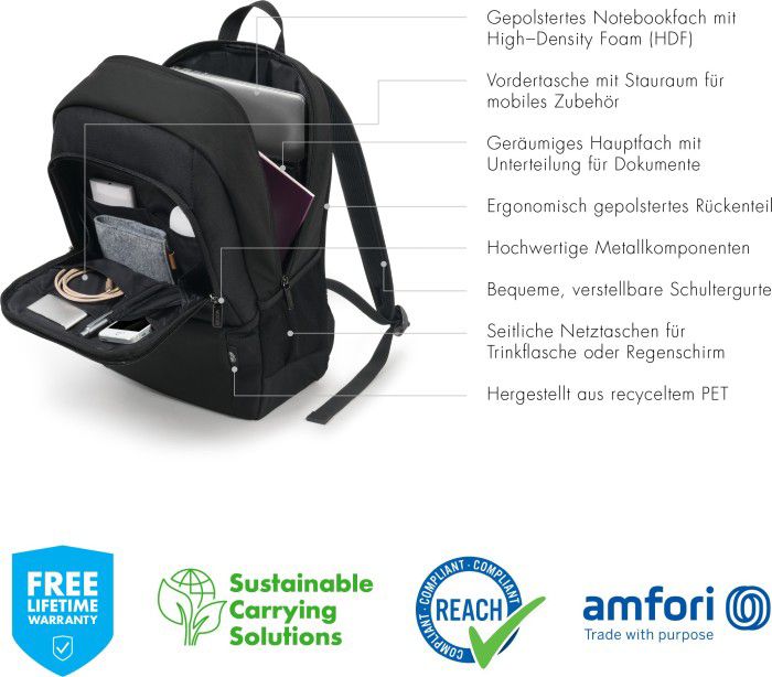 Dicota Backpack Eco Base Notebookrucksack 43,9cm (15-17.3") schwarz