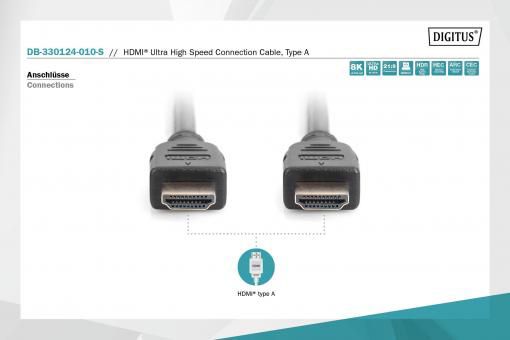 DIGITUS DB-330124-010-S HDMI Ultra High Speed Anschlusskabel Typ A St./St. 1,0m