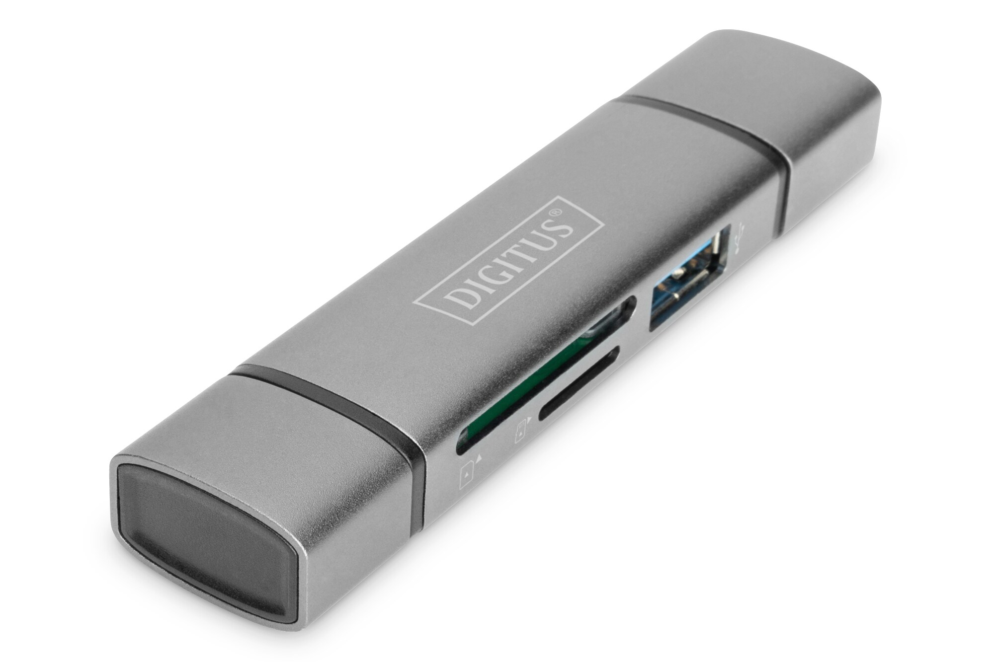 DIGITUS DA-70886 Combo Card Reader Hub (USB-C+USB 3.0) grau