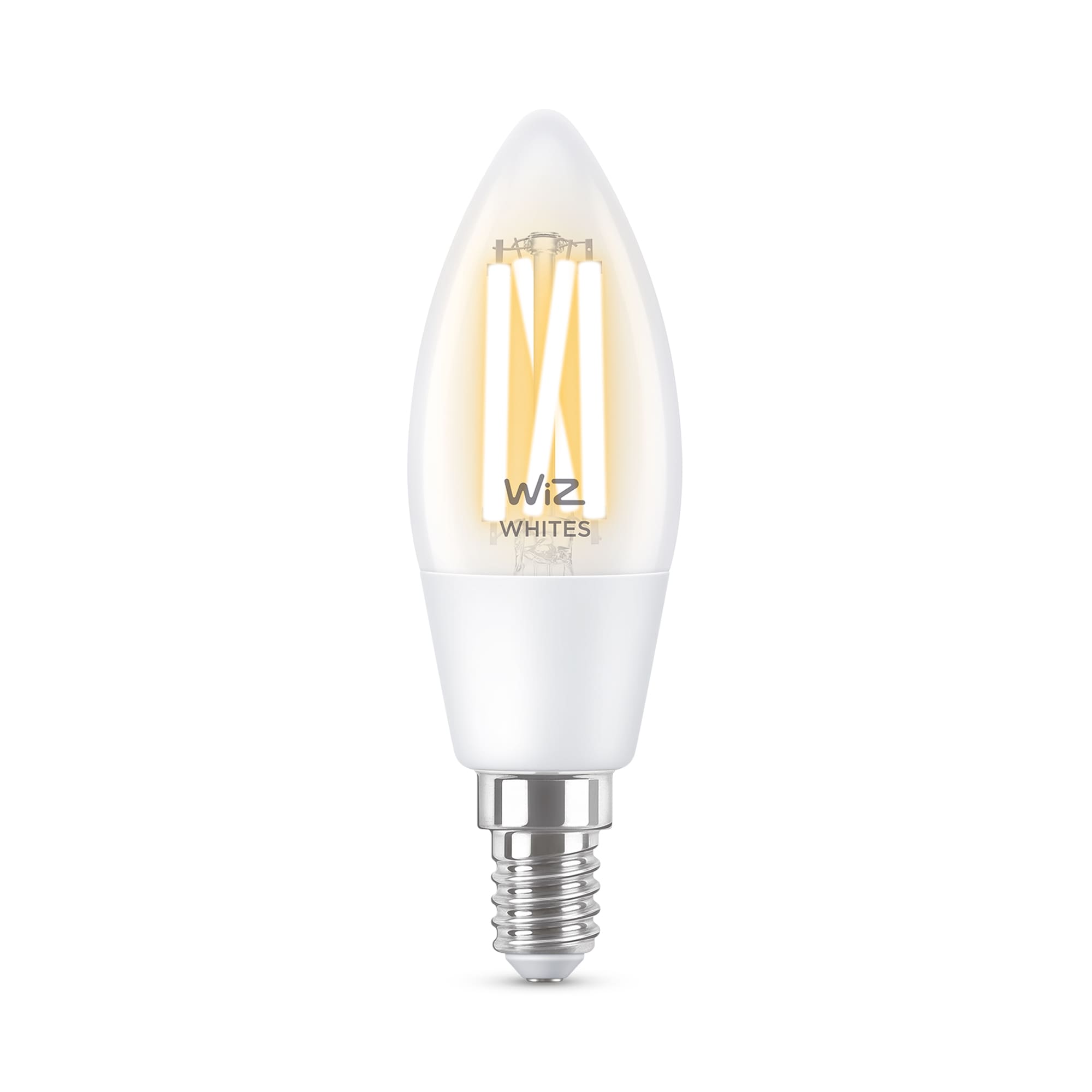 WiZ smarte Filament Lampe mit kaltweißem bis warmweißem Licht Kerzenform E14