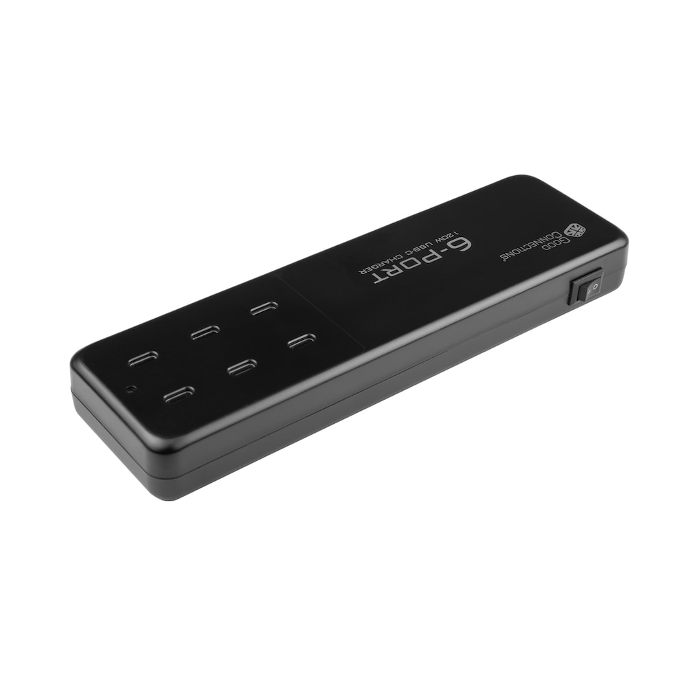 USB-Desktop-Schnellladestation 120W 6x USB-C PD 3.0, QC 4+ schwarz