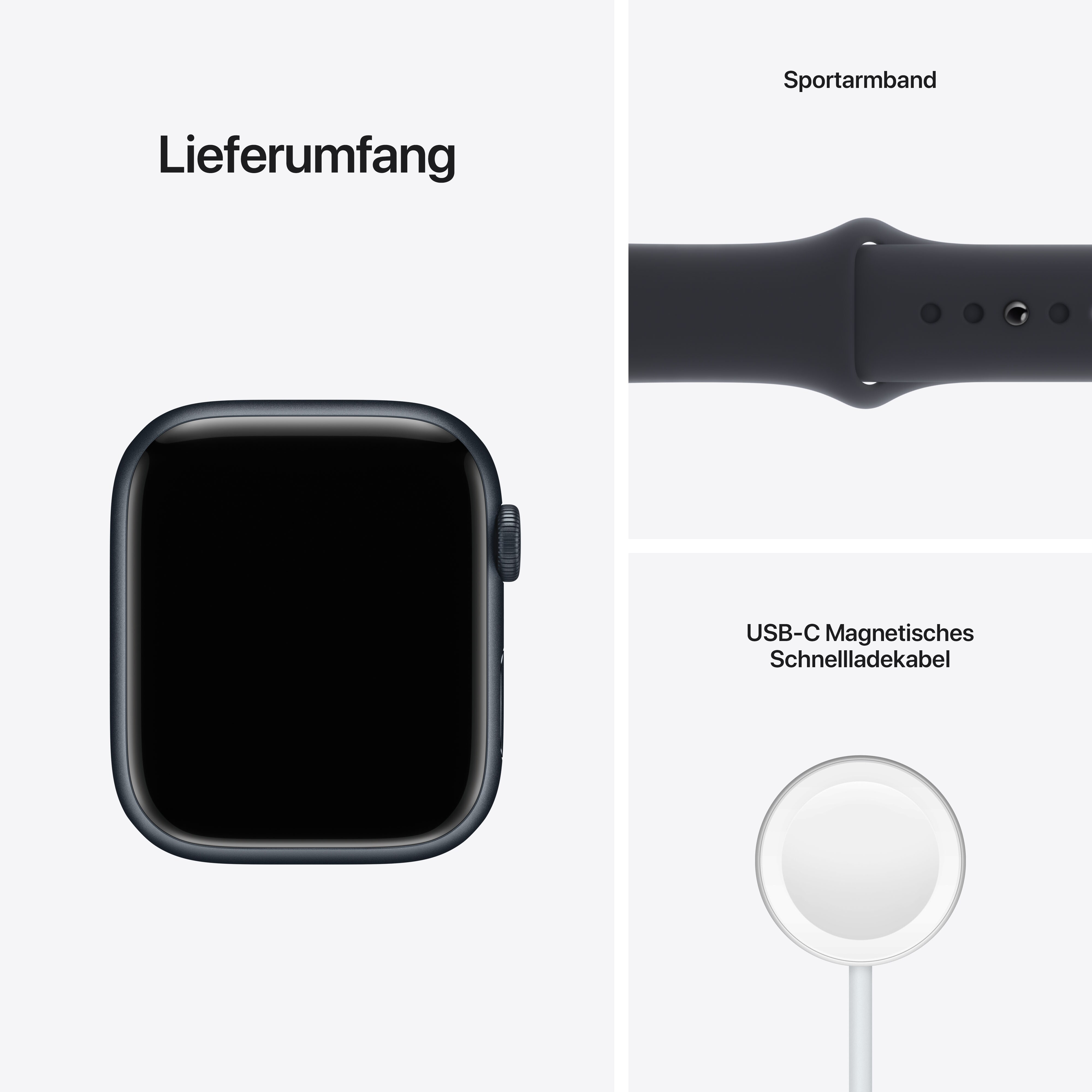 Apple Watch Series 7 GPS 45mm Aluminium Mitternacht Sportarmband Mitternacht