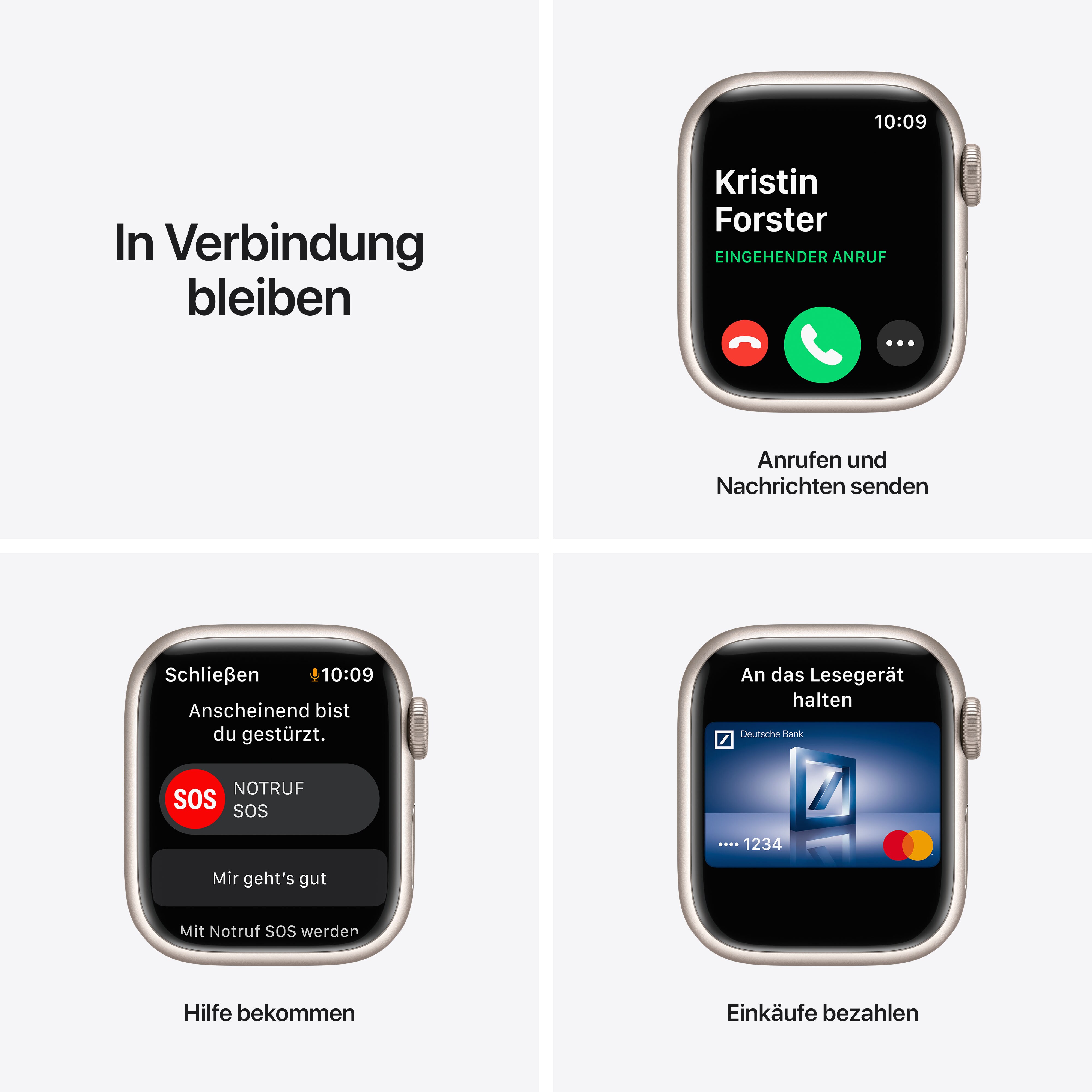 Apple Watch Series 7 GPS 41mm Aluminium Sternenlicht Sportarmband Sternenlicht