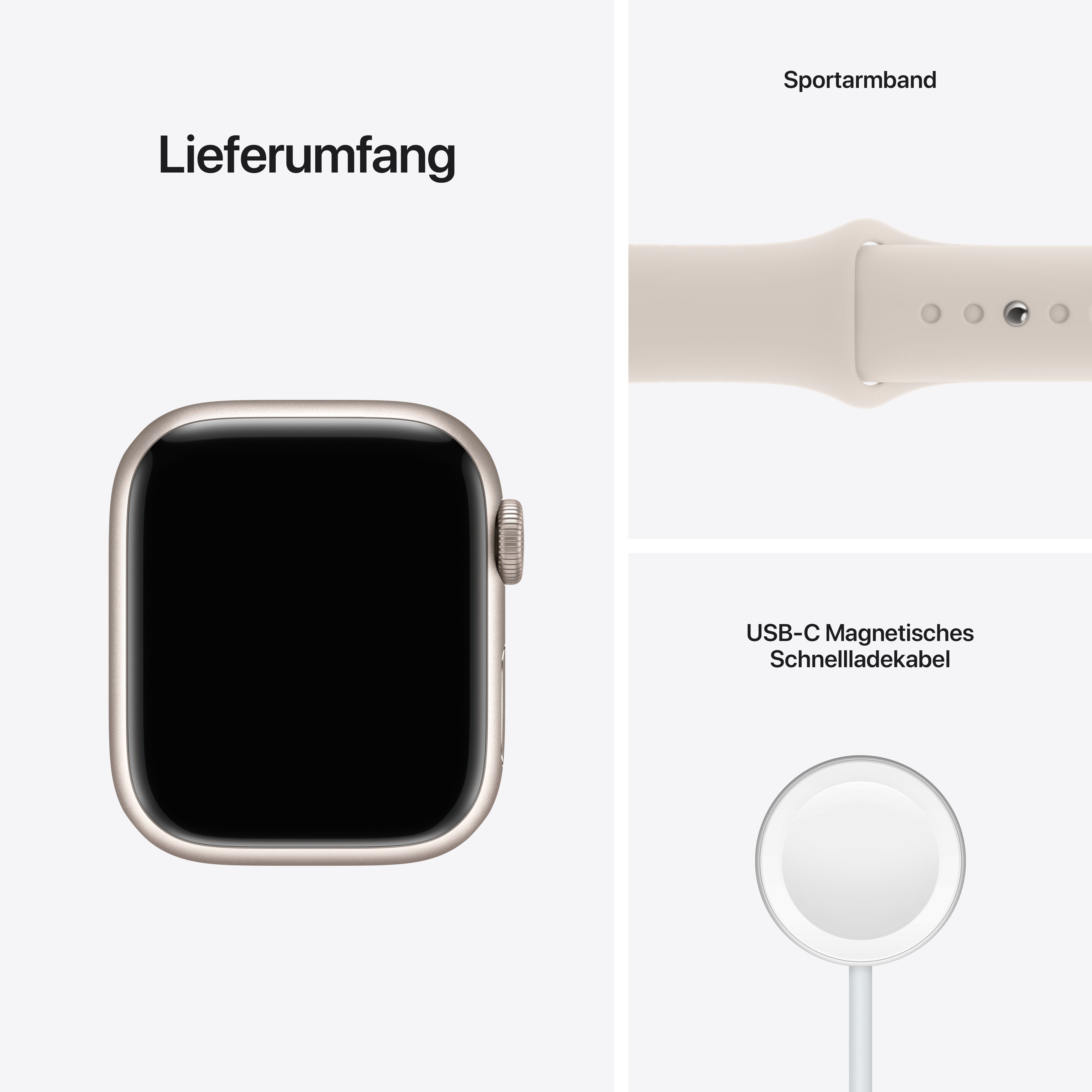 Apple Watch Series 7 GPS 41mm Aluminium Sternenlicht Sportarmband Sternenlicht