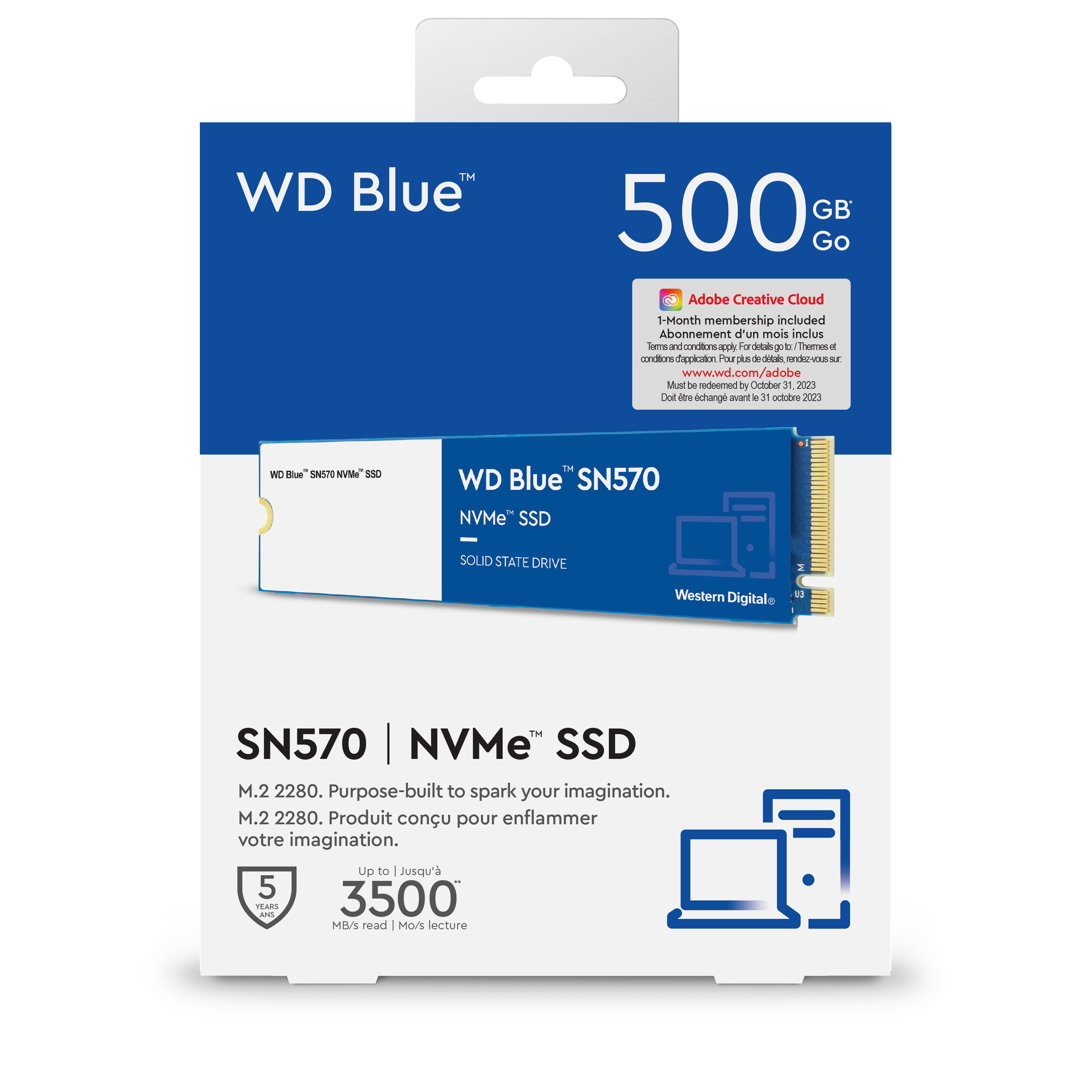 WD Blue SN570 NVMe SSD 500 GB PCIe 3.0 M.2 2280