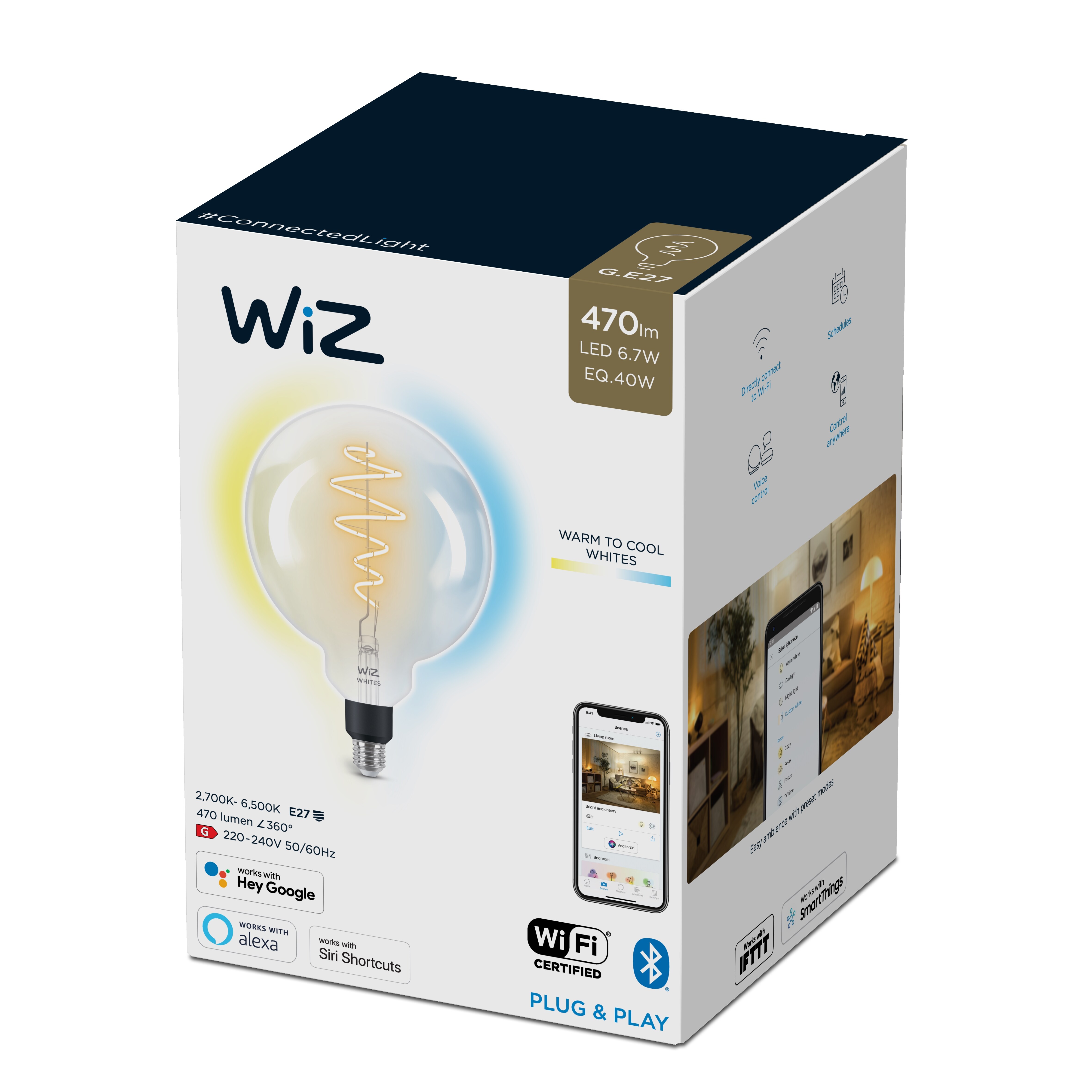 WiZ Wi-Fi BLE 40W G200 E27 927-65 CL 1CT/2