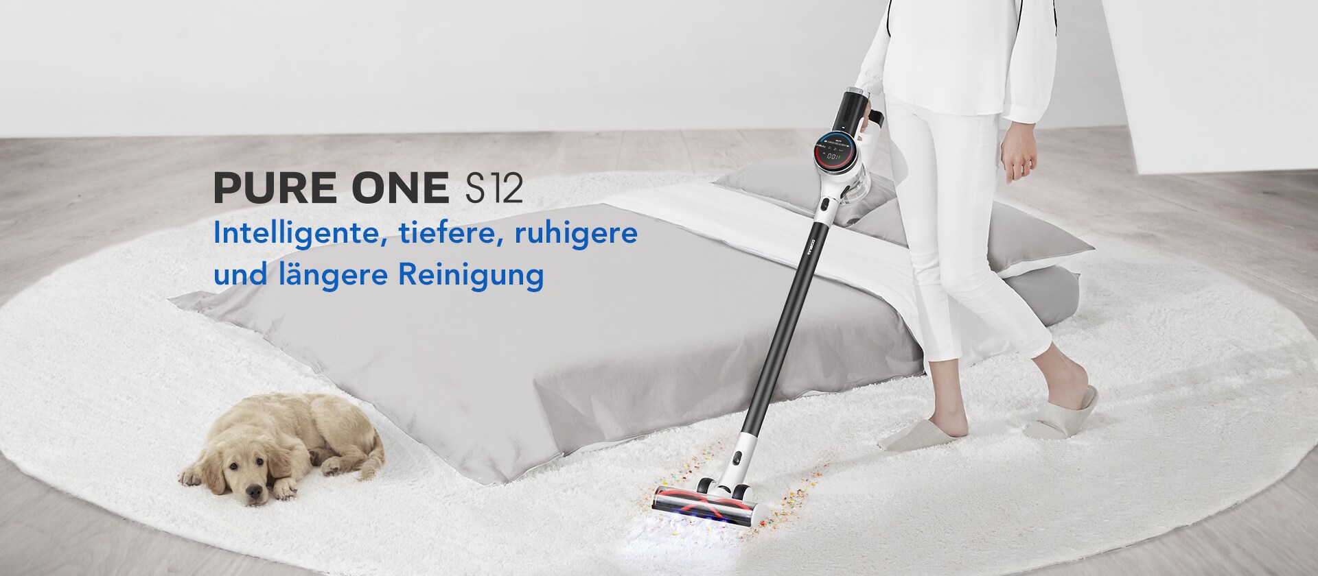 TINECO Pure One S12 weiß Hand-Staubsauger mit Akku, inkl. Wandhalterung, App