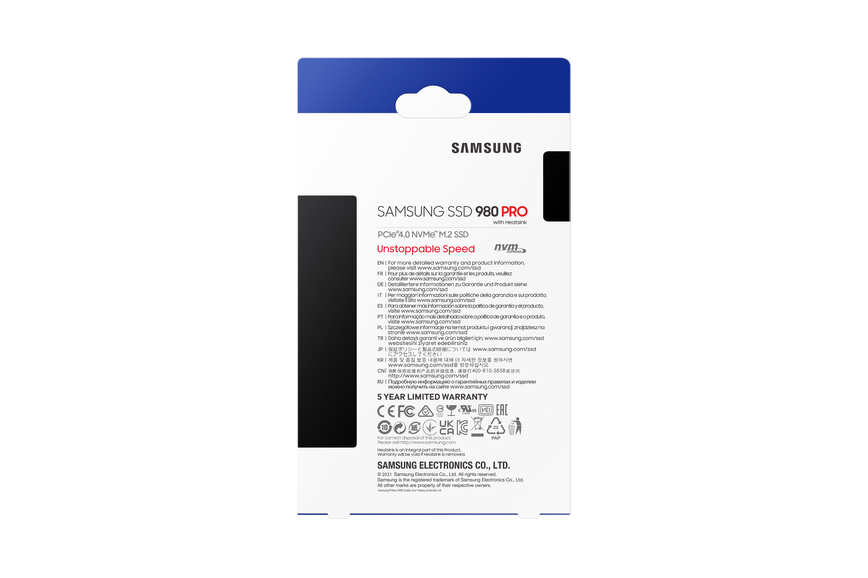 Samsung 980 PRO NVMe SSD 2 TB M.2 PCIe 4.0 3D-NAND TLC mit Kühlkörper