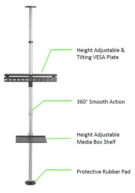 Techly Boden-/Decken TV-Halter für 37-70" TV