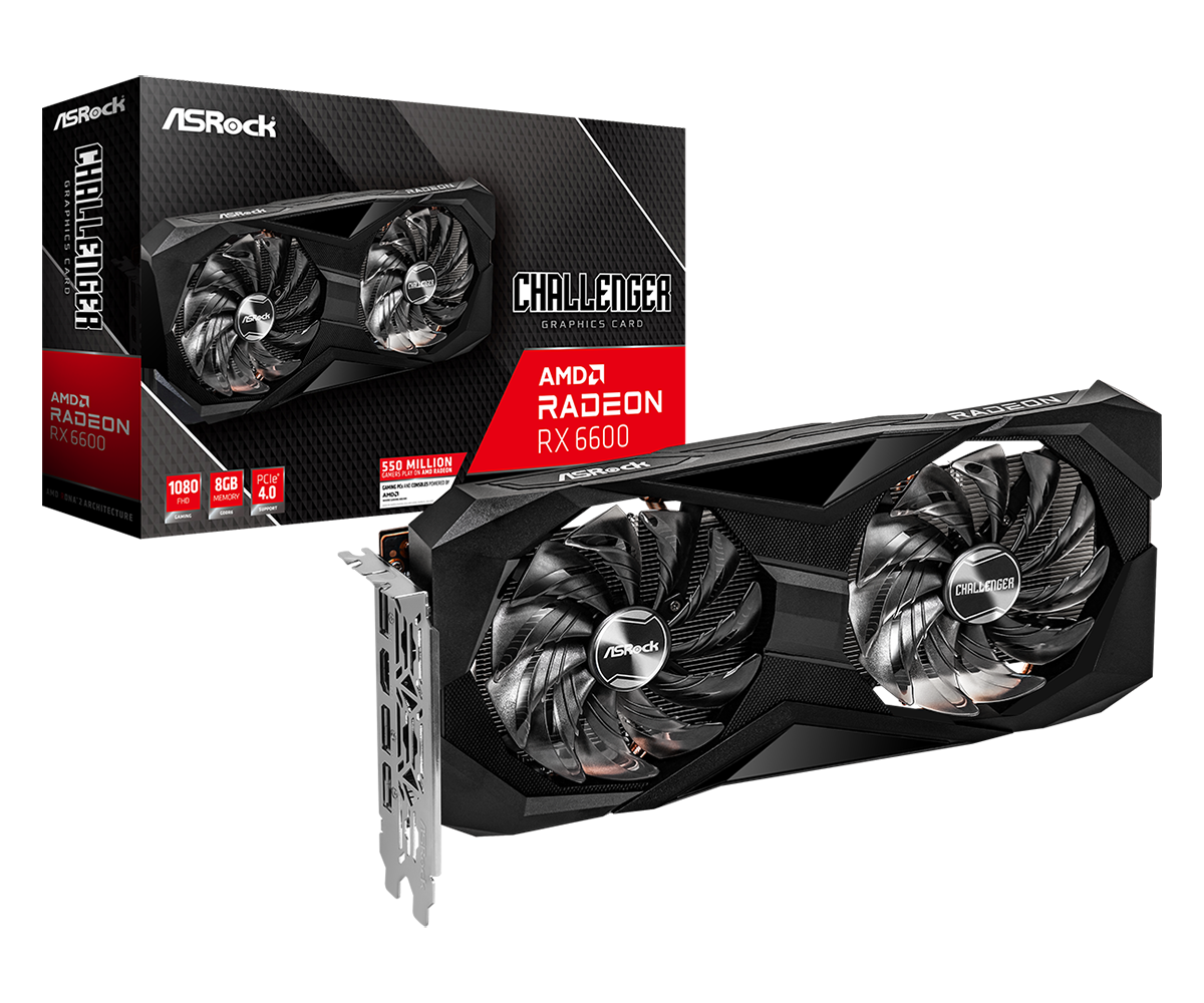 ASROCK AMD Radeon RX 6600 Challenger D Grafikkarte 8GB GDDR6 HDMI, 3x DP