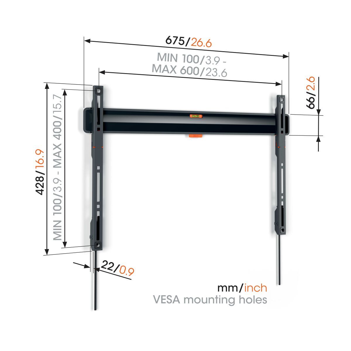 Vogels Wandhalterung FLACH WALL 3405 - VESA bis 600mm x 400mm