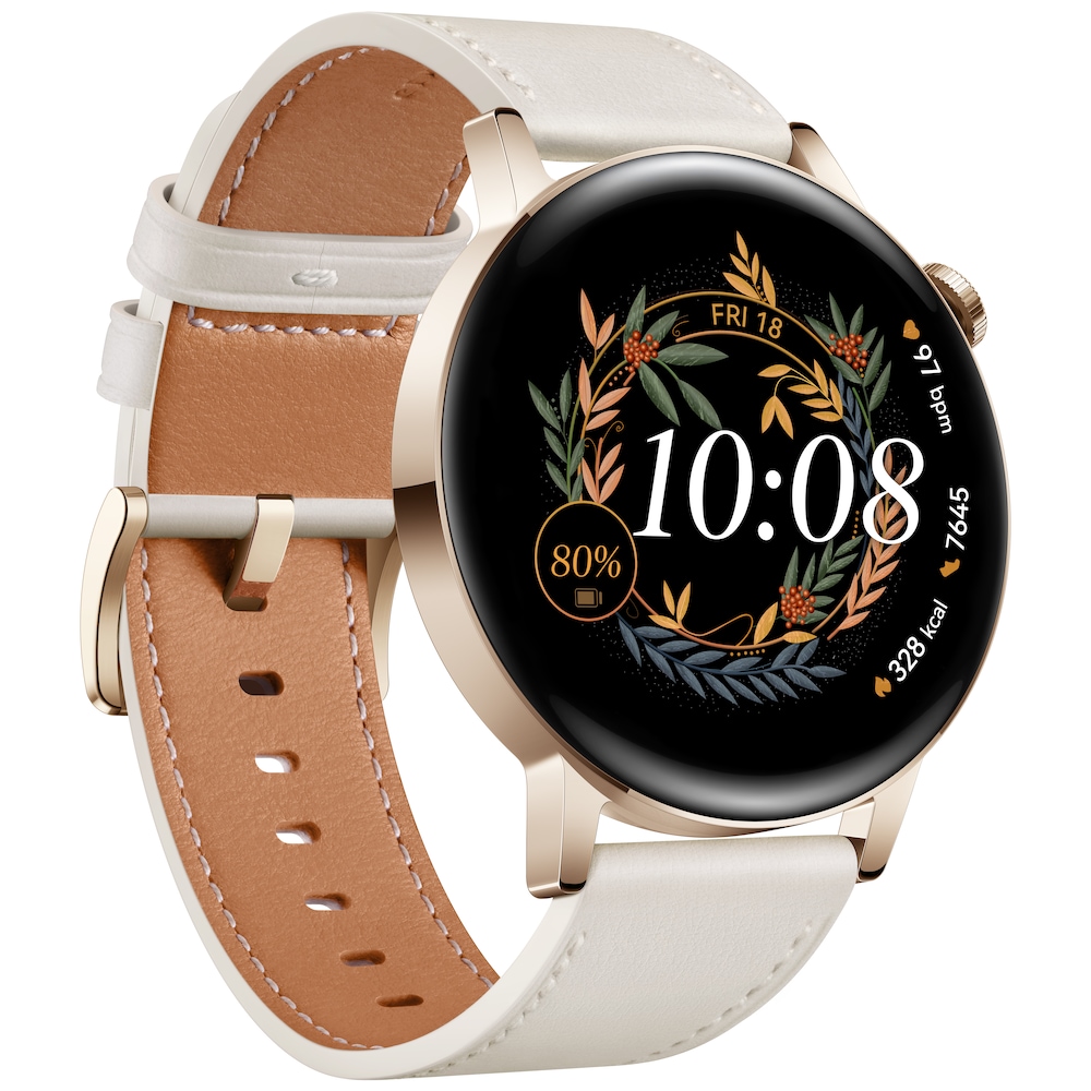 Huawei Watch GT 3 Smartwatch 42mm (Milo) White Leather AMOLED-Display ++  Cyberport
