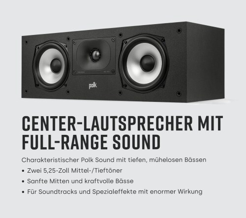 Polk Monitor XT30 Center-Lautsprecher High-Res schwarz -1 Stück-