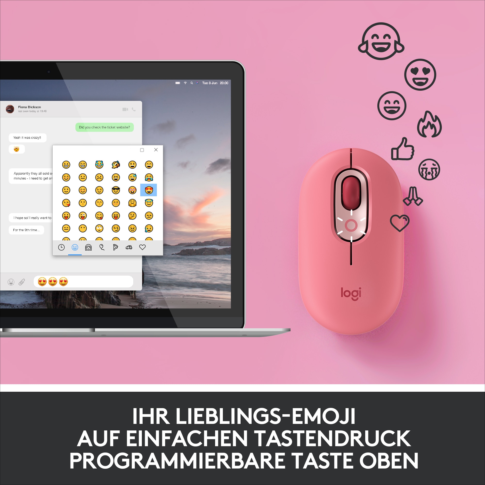 Logitech POP Kabellose Maus Heartbreaker-Rose