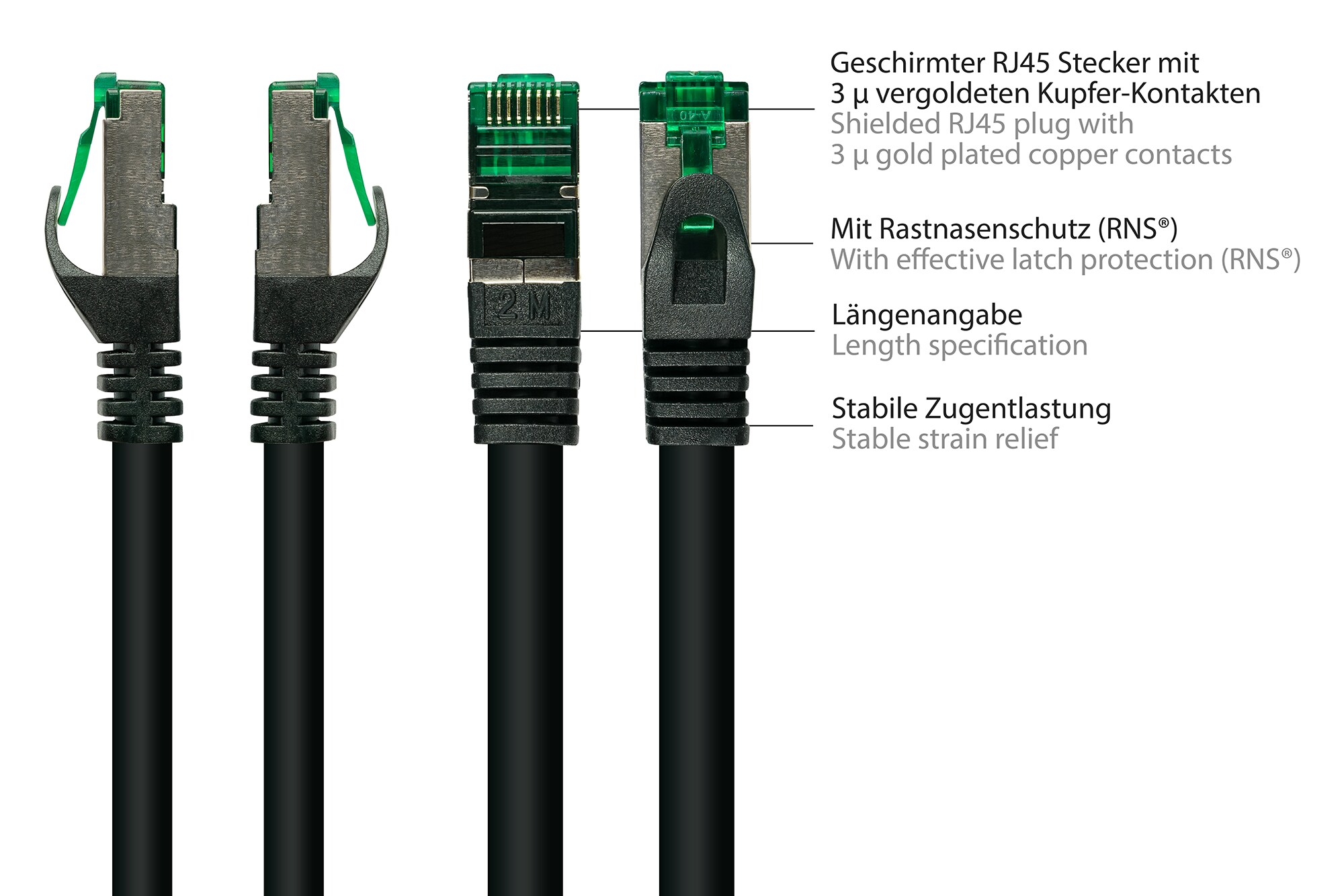 Good Connections 2m Patchkabel Outdoor (IP66) Cat.6A S/FTP PiMF 500MHz CU schw.