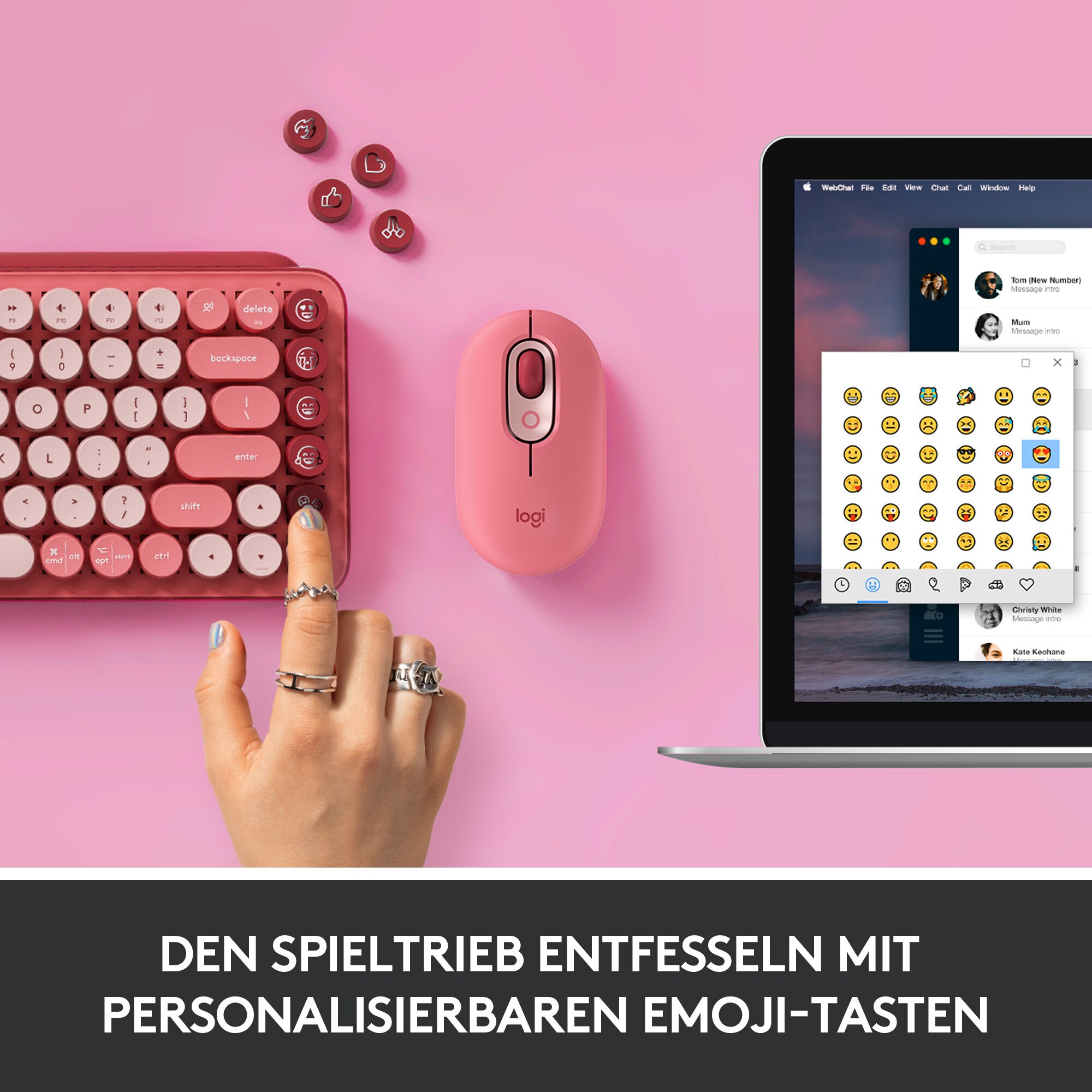 Logitech Pop Mechanische Kabellose Tastatur Heartbreaker-Rose