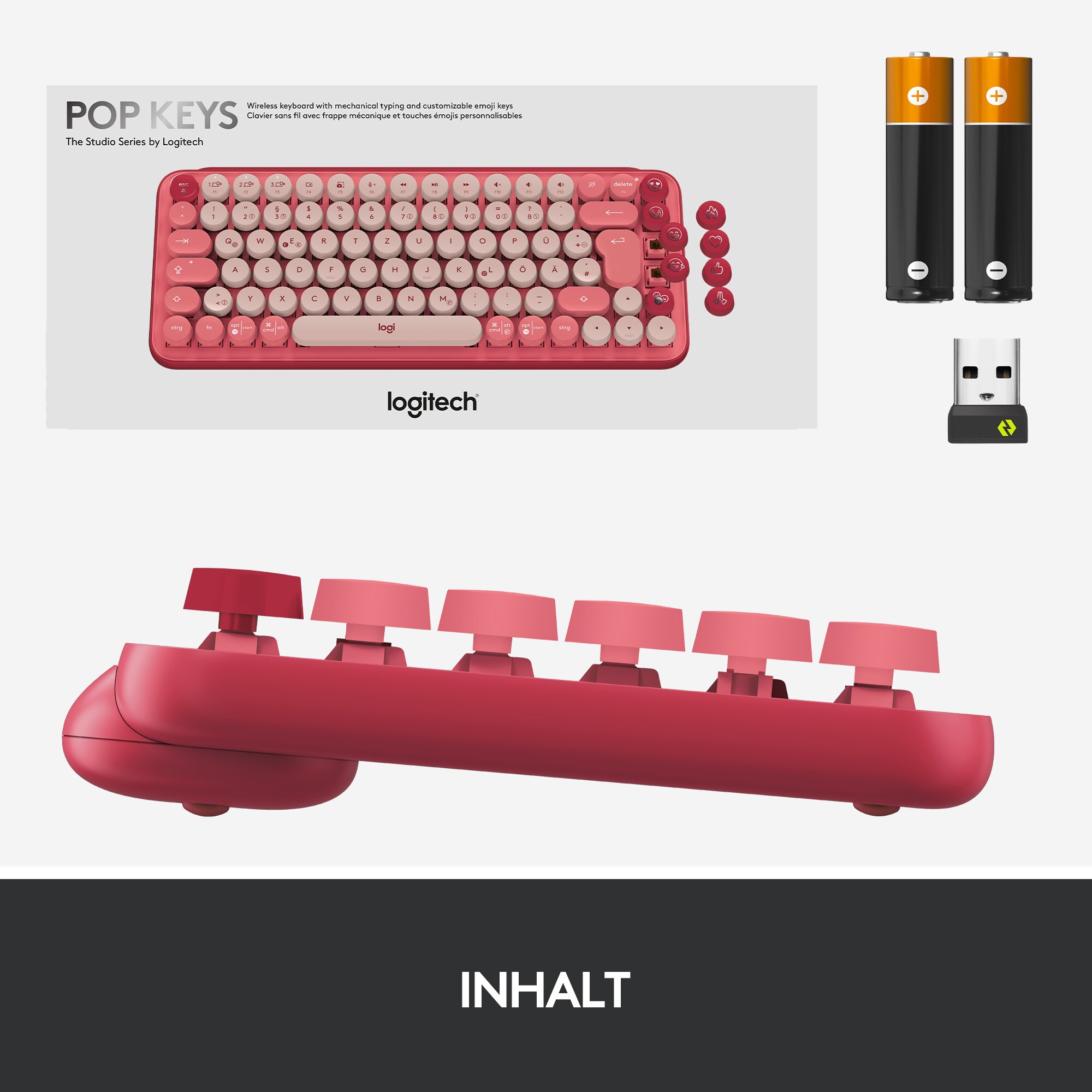 Logitech Pop Mechanische Kabellose Tastatur Heartbreaker-Rose