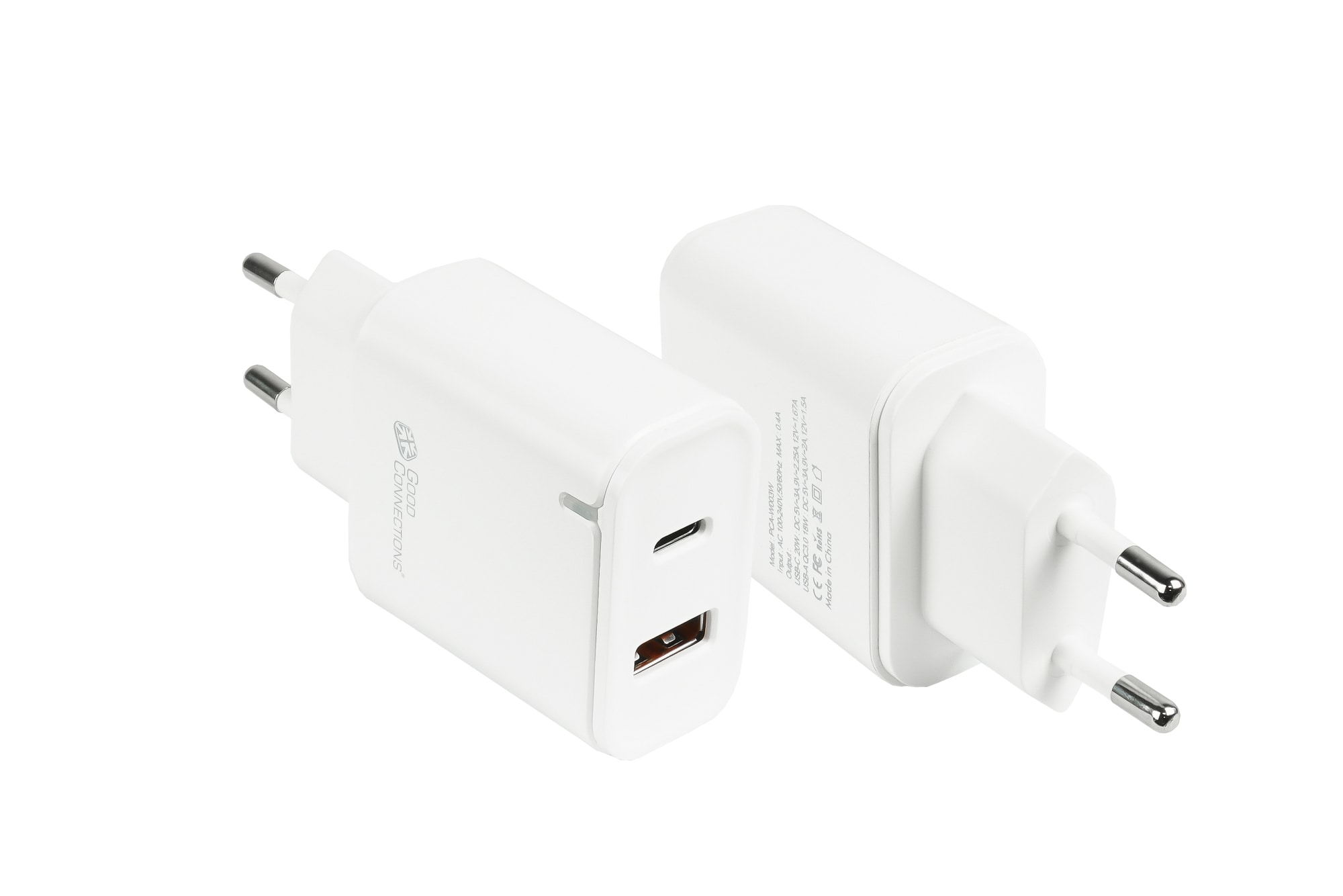 Good Connection USB-Schnellladegerät 20W 2-Port USB-C/A PD weiß