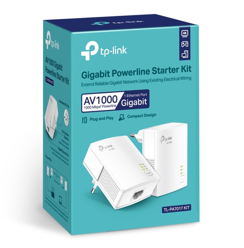 TP-Link TL-PA7017P KIT AV1000-Gigabit-Powerline-Adapter KIT mit Steckdose