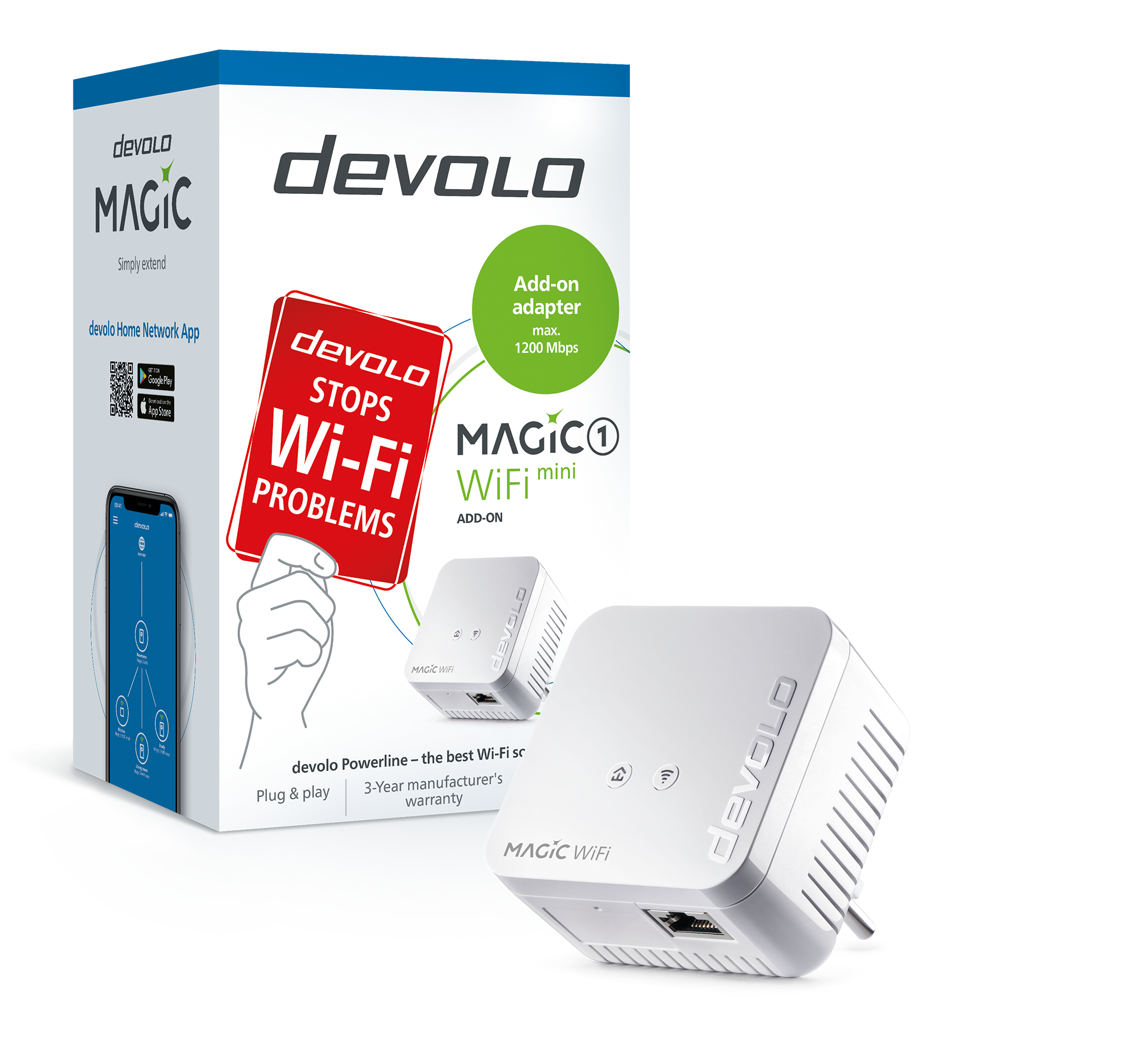 devolo Magic 1 WiFi mini Ergänzung (1200Mbit, Powerline + WLAN, 1x