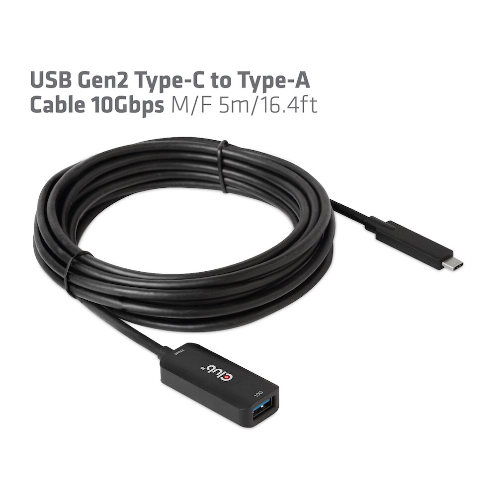 Club 3D USB Gen2 Typ-C zu Typ-A Kabel 10Gbps 5m Bu./St.