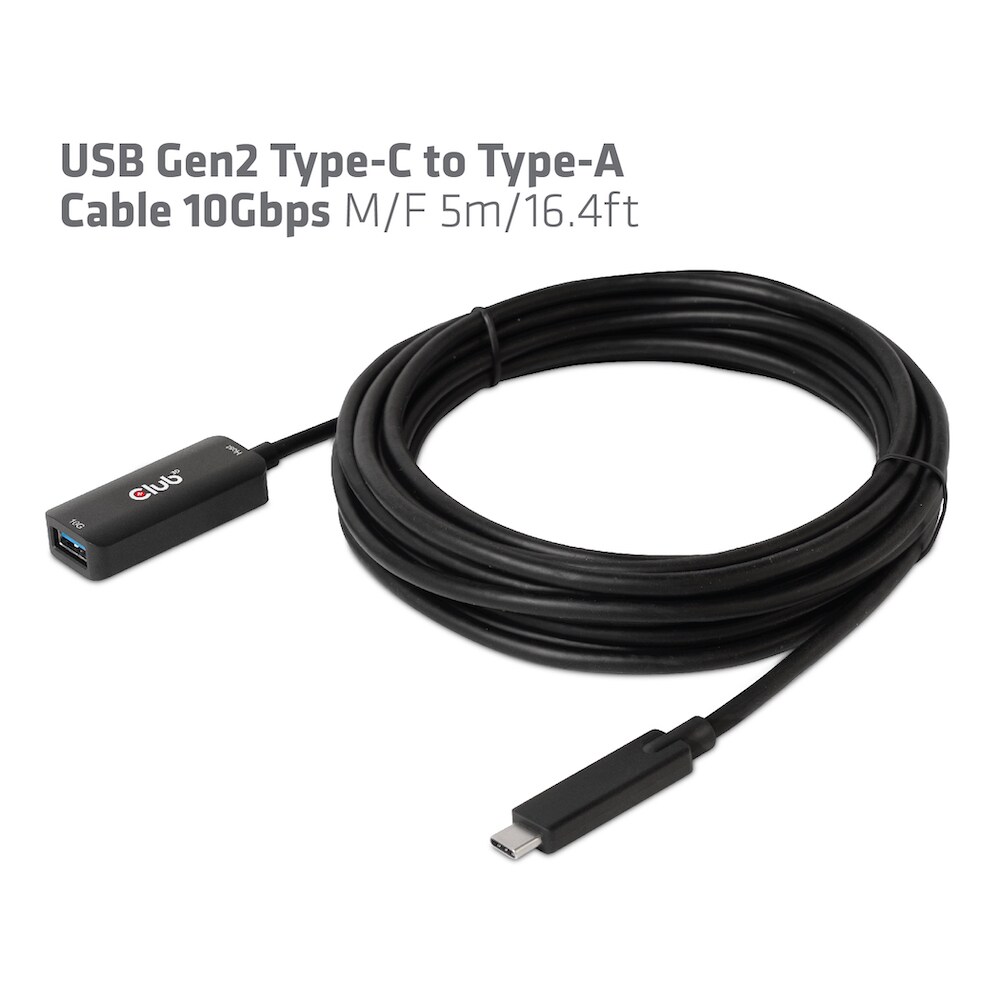 Club 3D USB Gen2 Typ-C zu Typ-A Kabel 10Gbps 5m Bu./St.