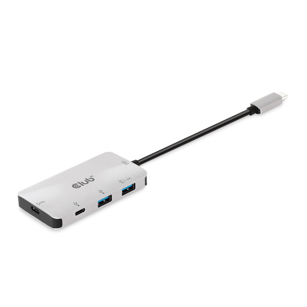 Club 3D USB Gen2 Typ-C PD Lade-Hub auf 2x Typ-C 10G Ports und 2x USB-Typ-A 10G