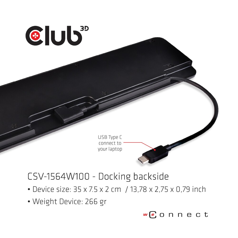 Club 3D USB Gen1 Typ-C Triple Display Dynamic PD Charging Dock m. 100 Watt