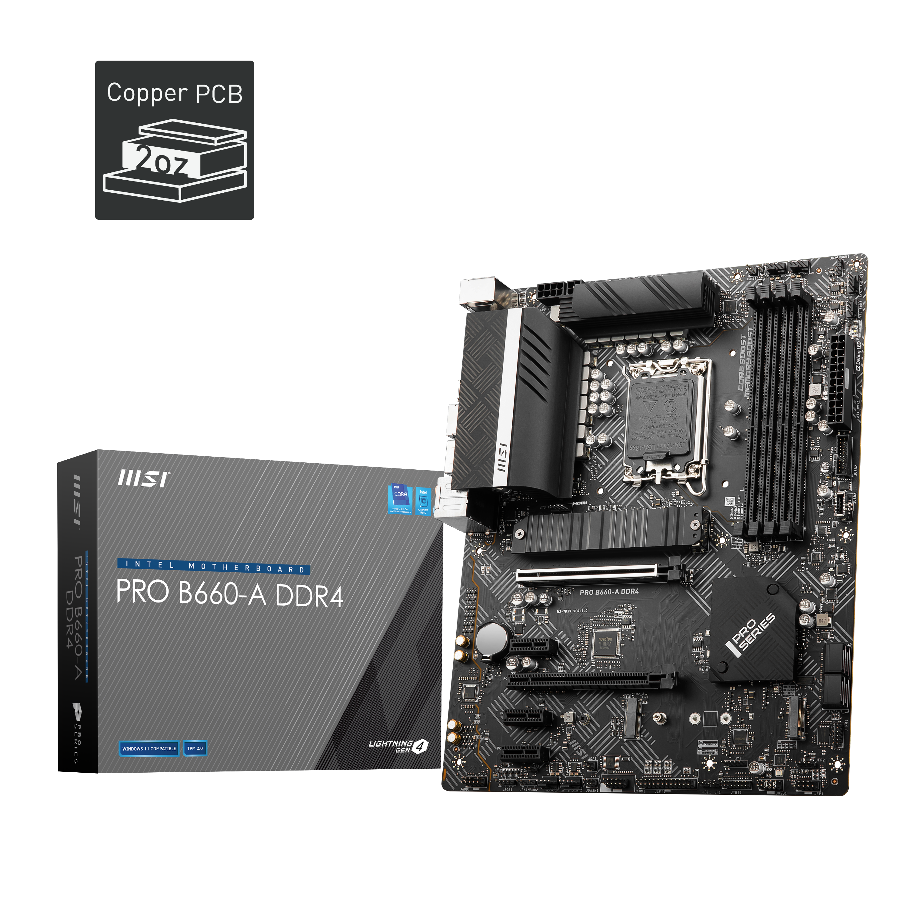 MSI PRO B660-A WIFI DDR 4 ATX Mainboard Sockel 1700 M.2/HDMI/DP/VGA/USB-C