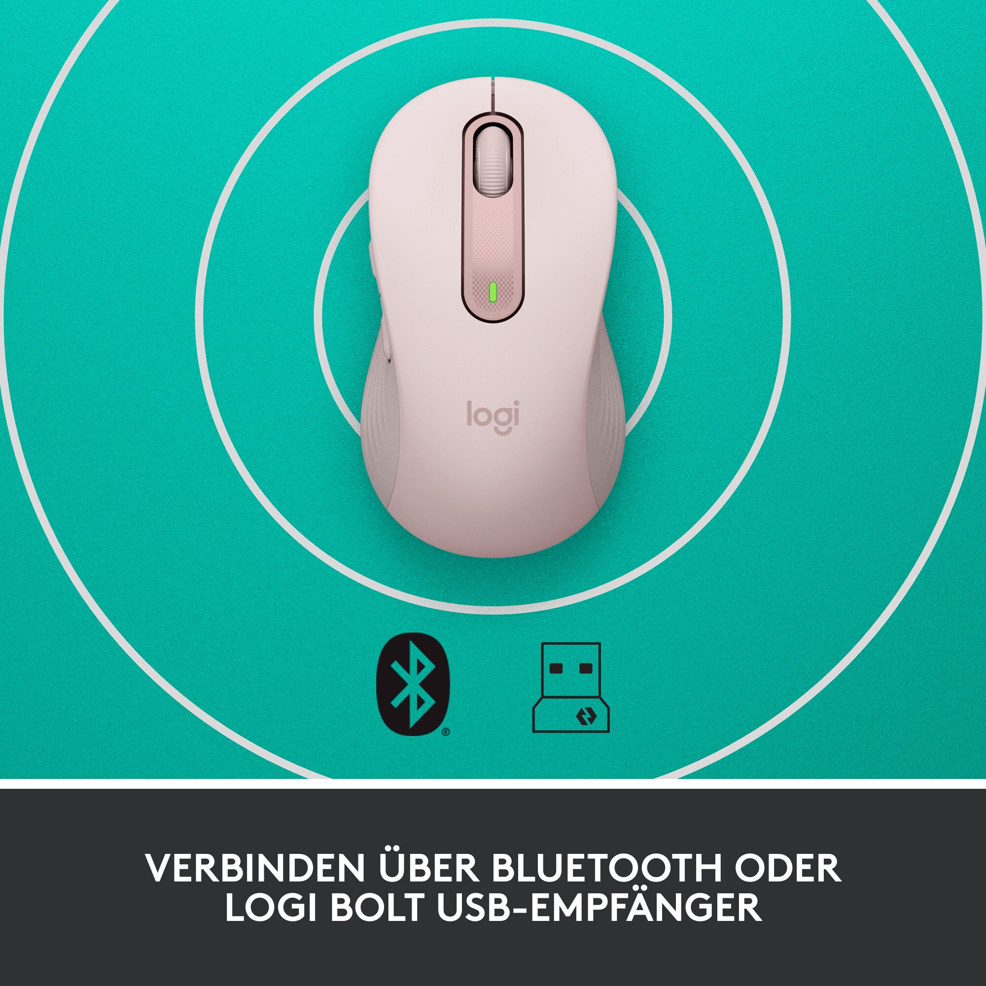 Logitech Signature M650 Gr.L Kabellose Maus Rosa