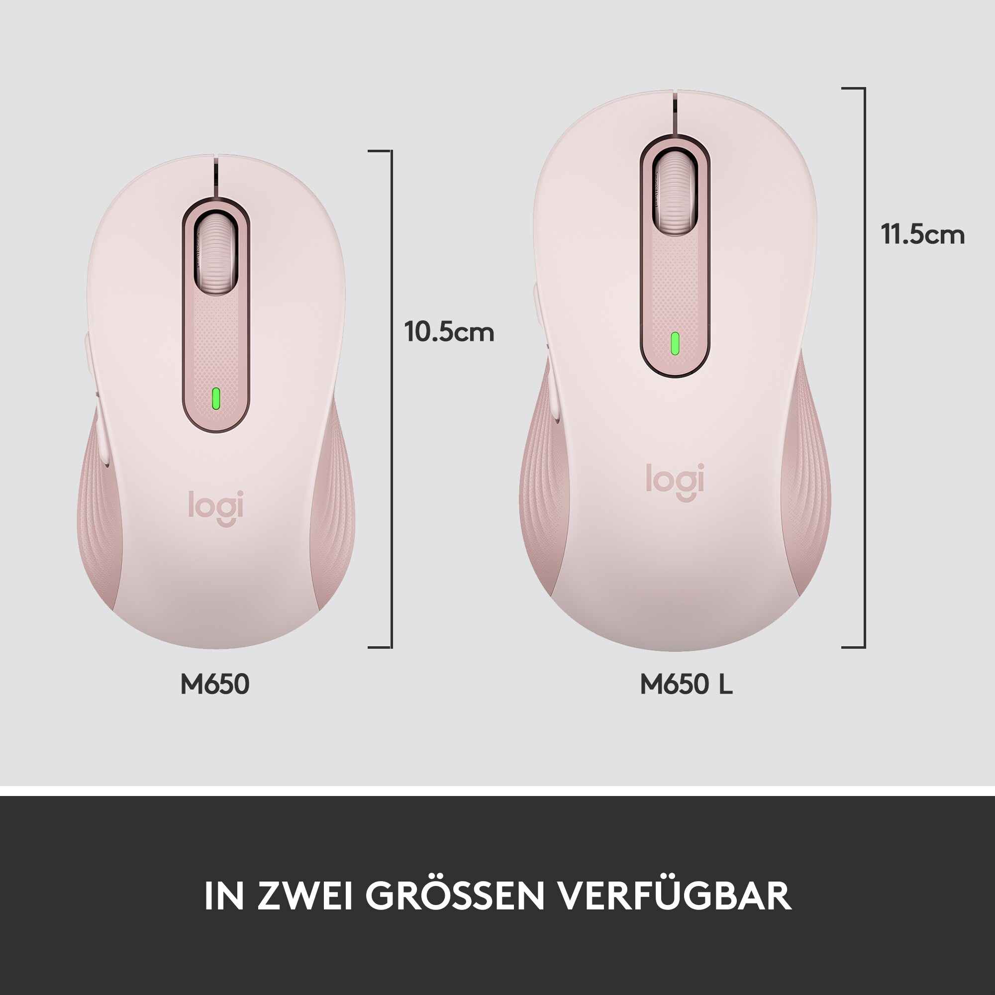 Logitech Signature M650 Gr.L Kabellose Maus Rosa